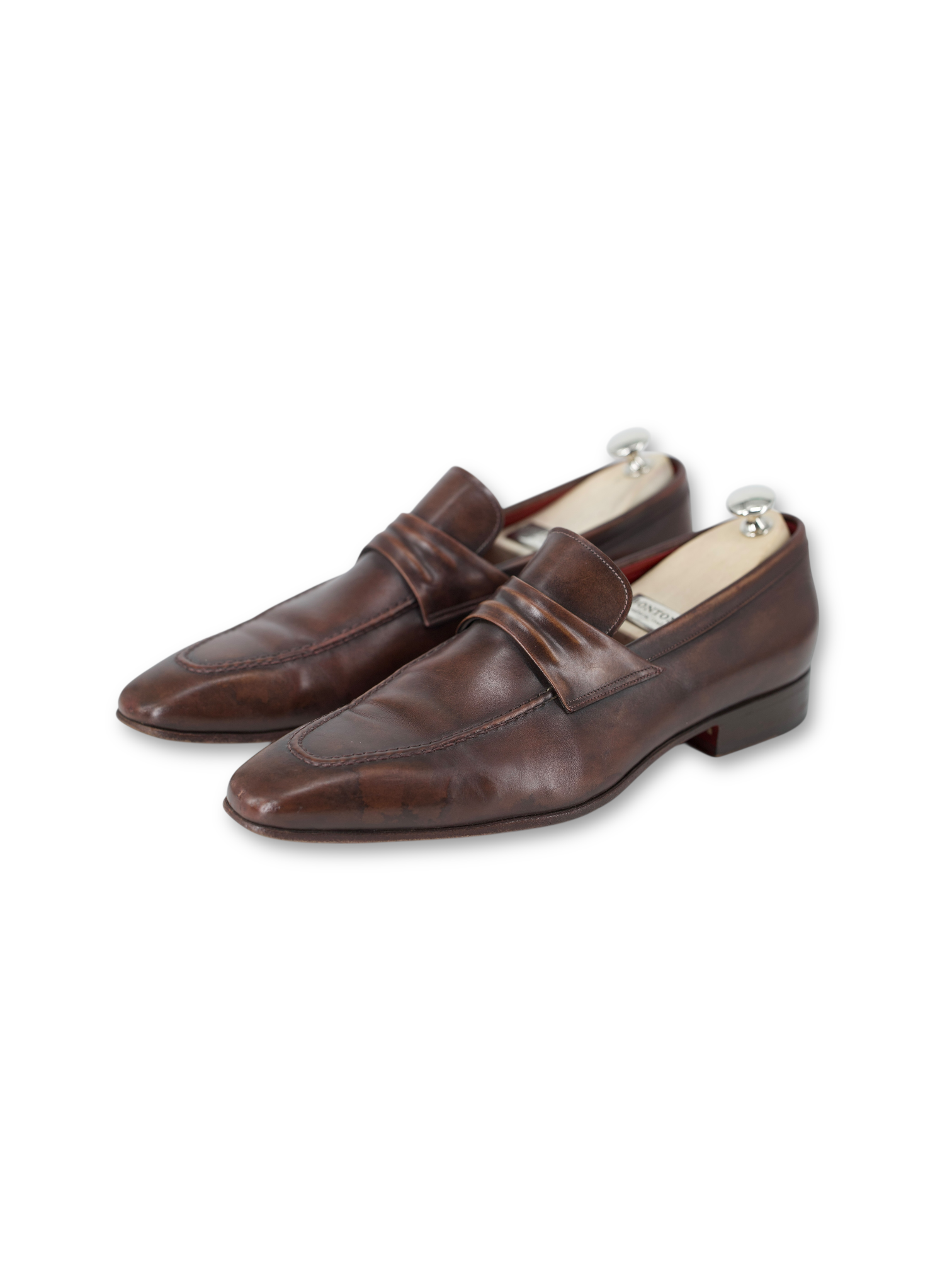 Santoni Dark Brown Museum-Calf Strap Loafer