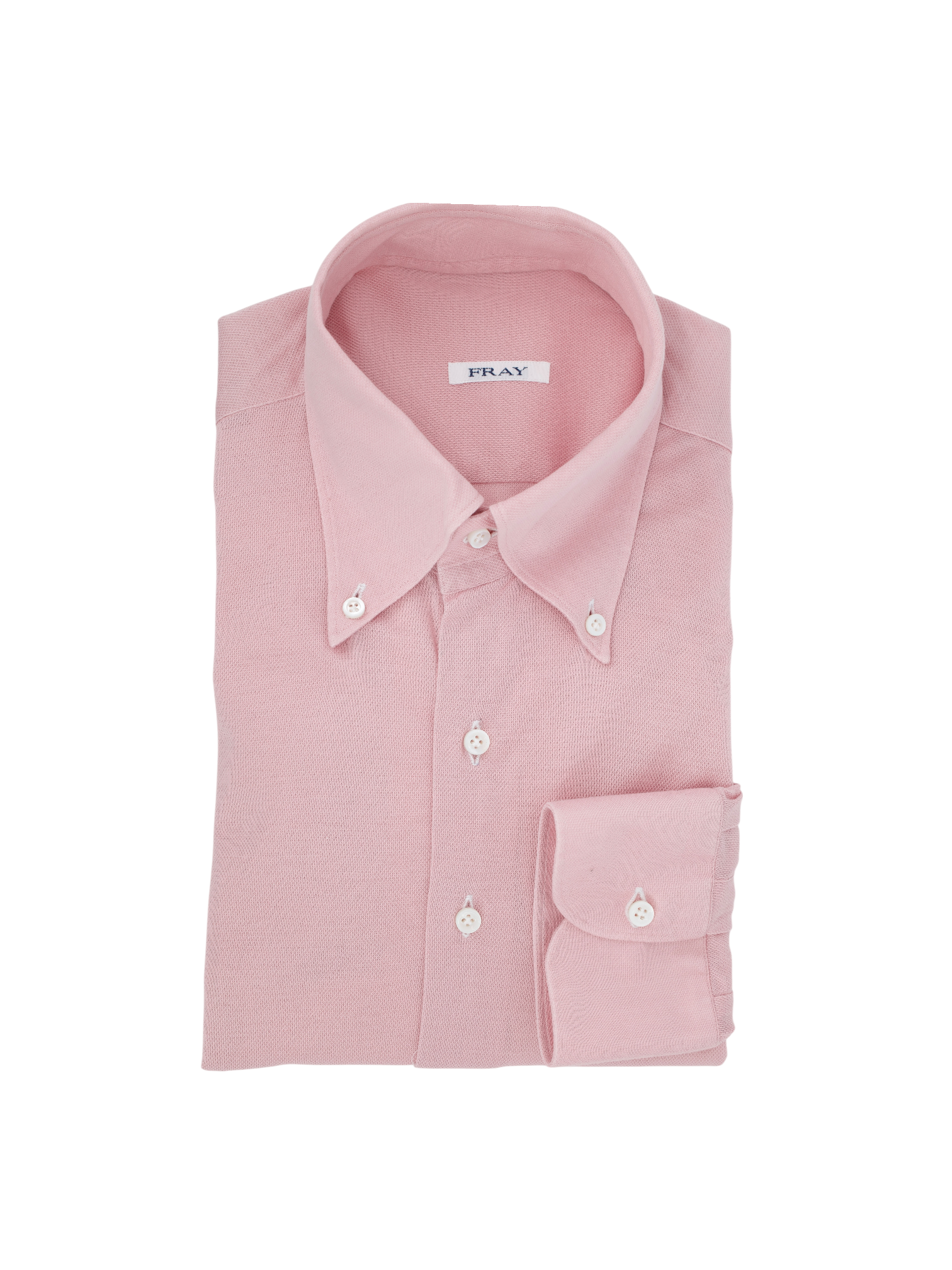 Fray Light Pink Cotton Piqué Knitted Button-Down Shirt