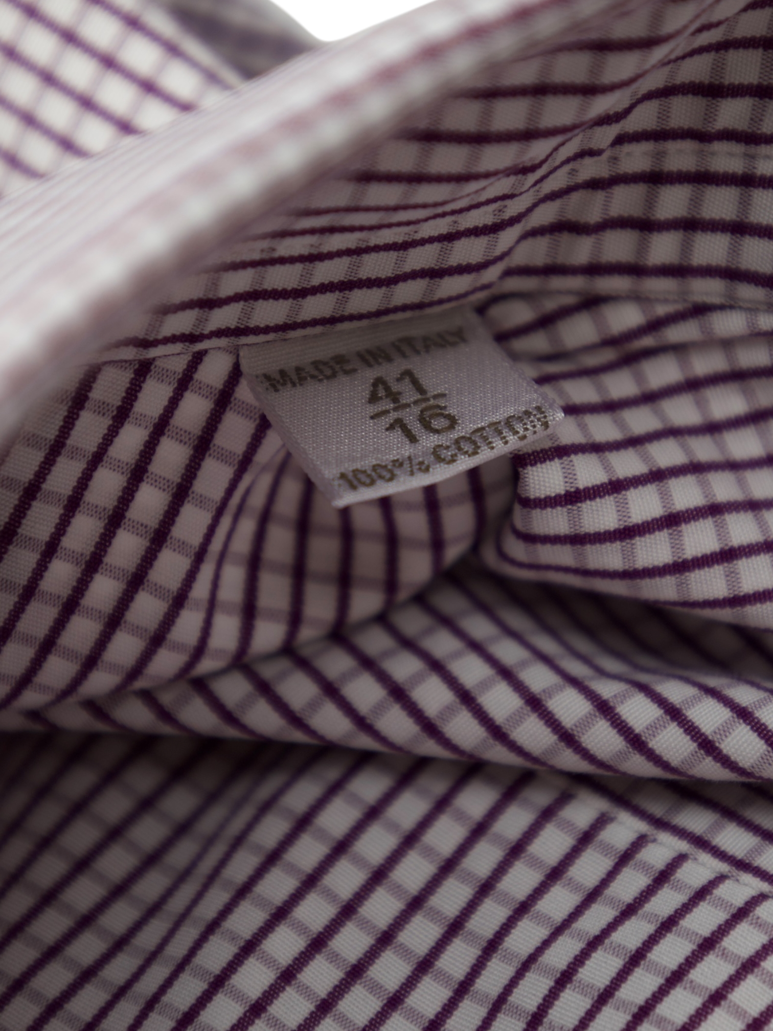 Brioni White & Aubergine Cotton Gingham Check Shirt