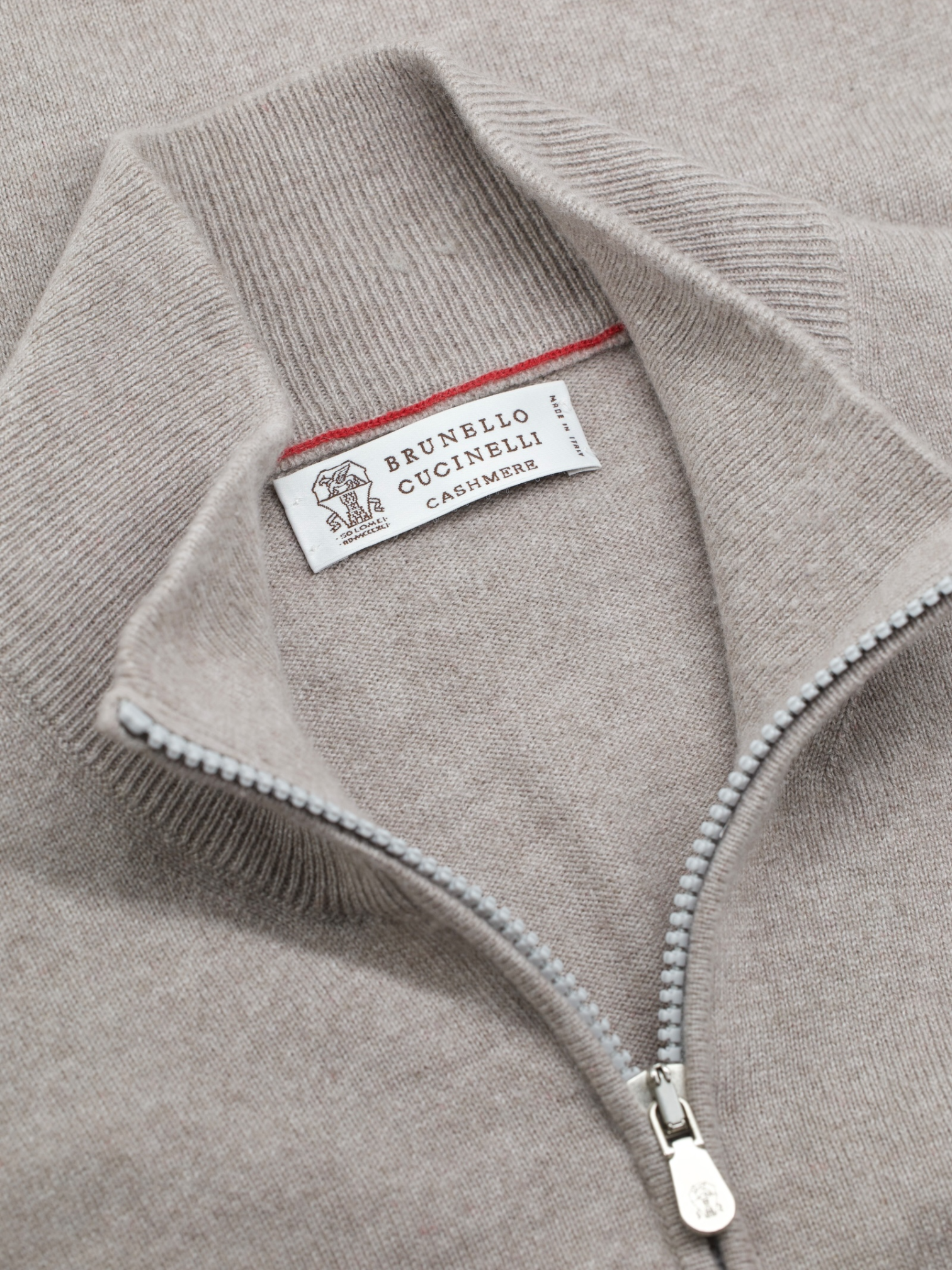 Brunello Cucinelli Light Brown Cashmere Half-Zip Sweater