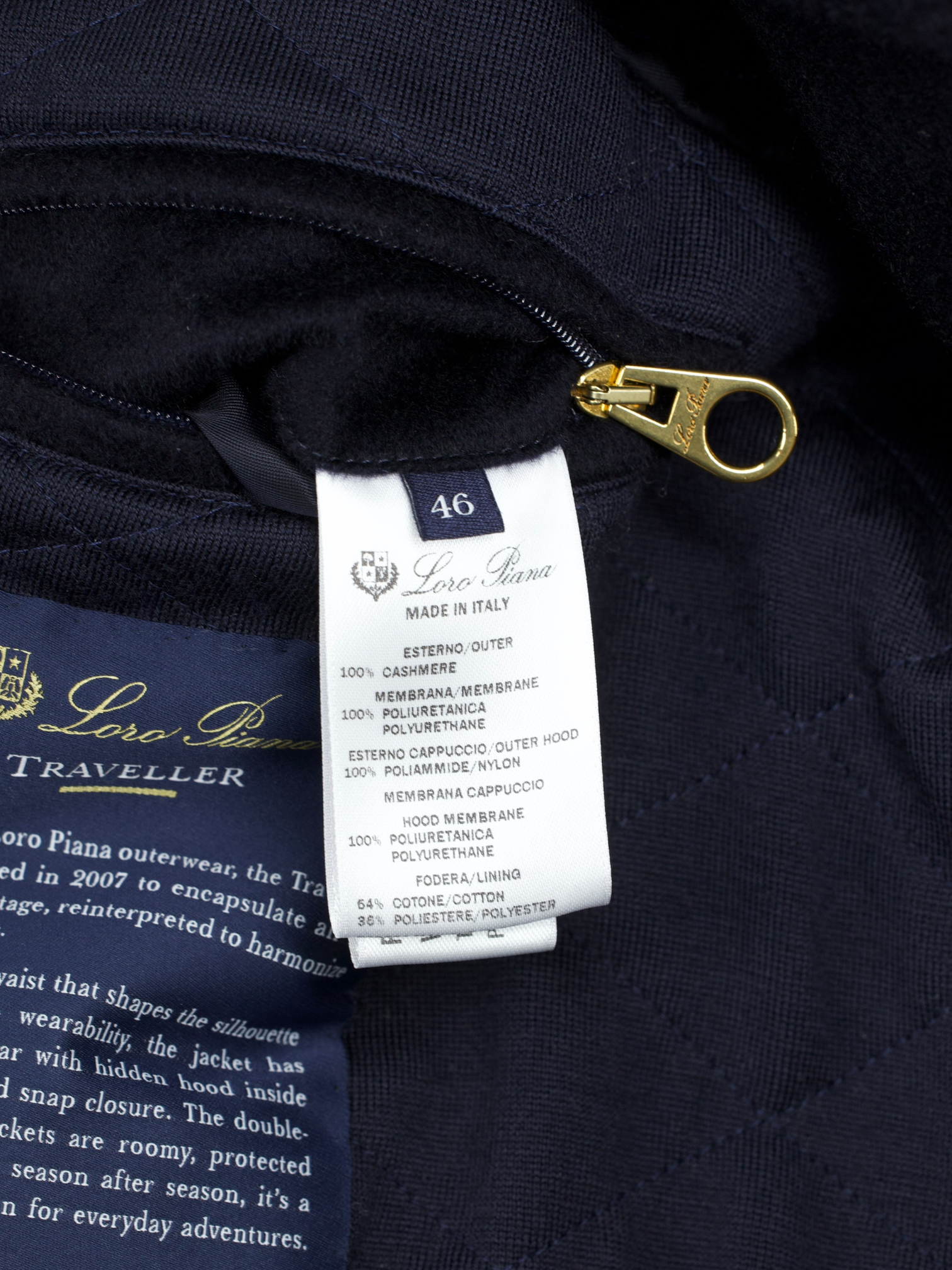 Loro Piana Navy Green Storm-System Cashmere "Jumping Team" Traveller Jacket