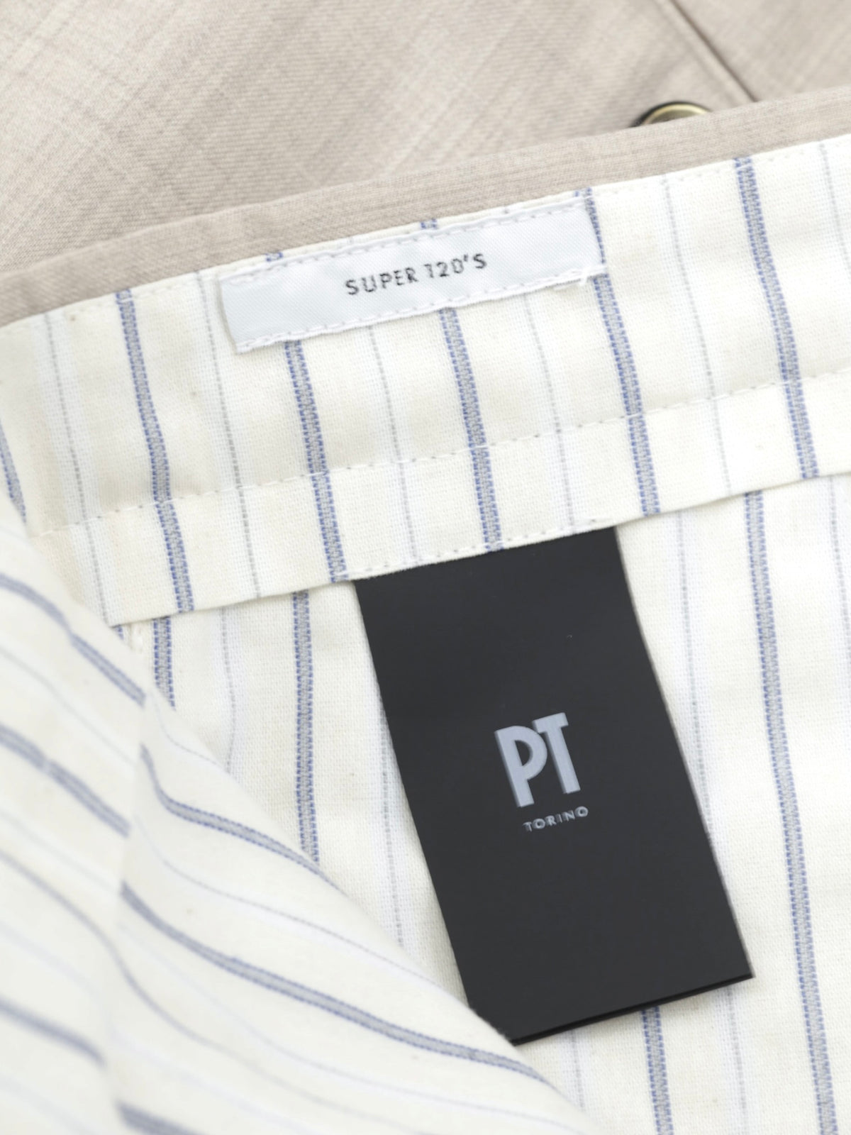 PT01 Greige Fine-Wool Melange Side-Adjuster Trousers