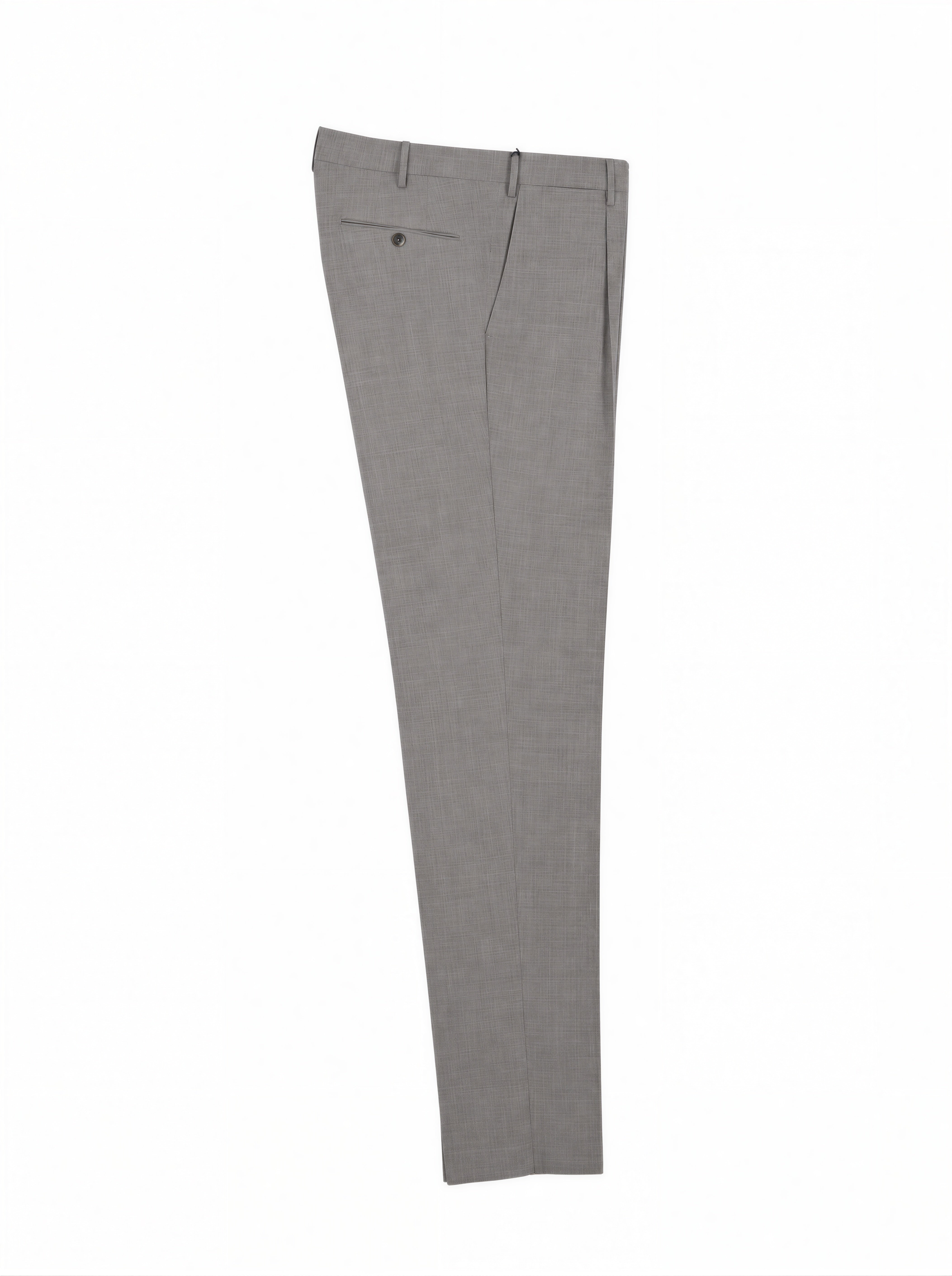 PT01 Greige Wool-Stretch Single Pleated Trousers
