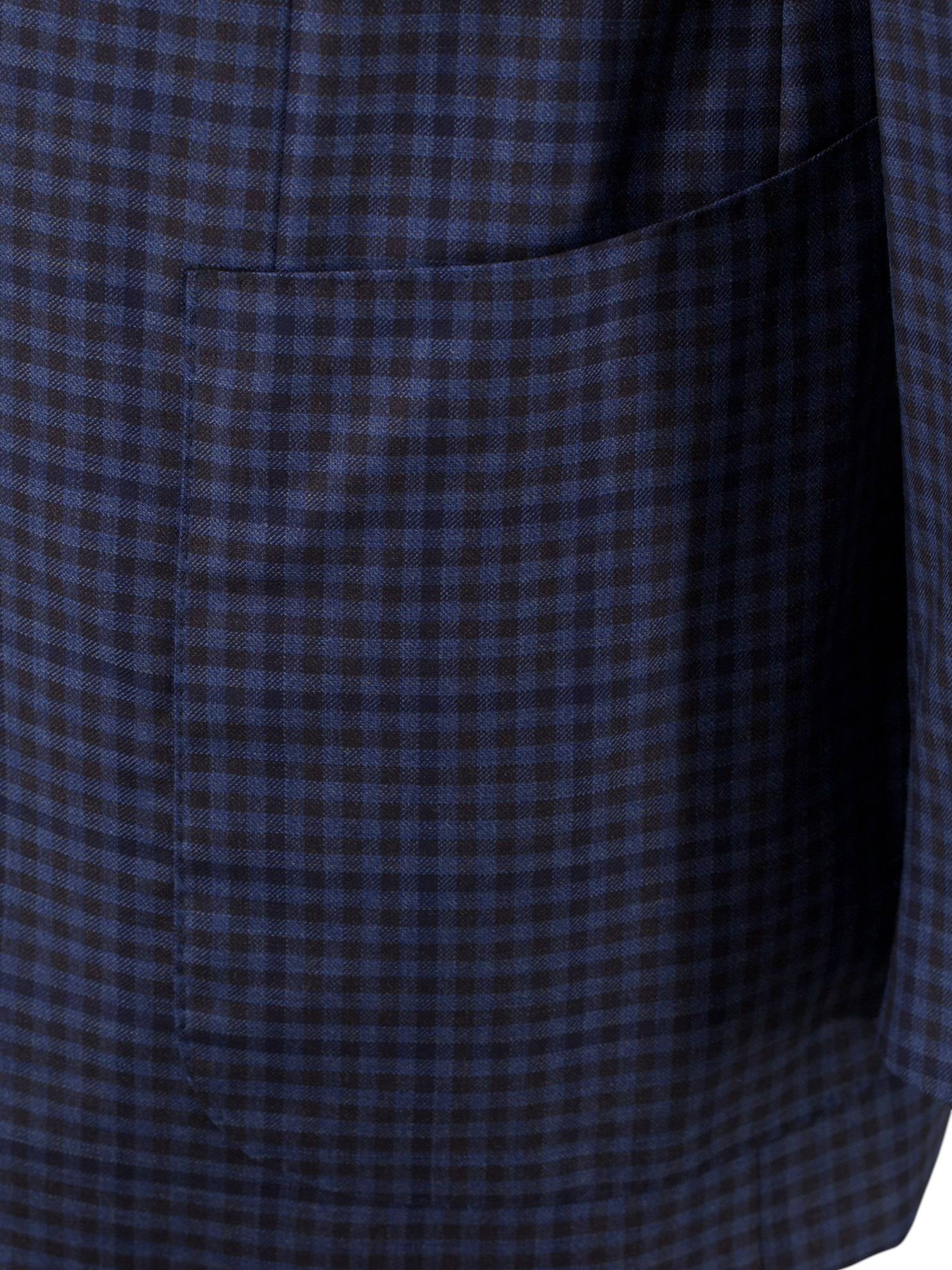 Caruso Steel Blue & Castagne Brown Super 130's Wool Gingham-Check Jacket