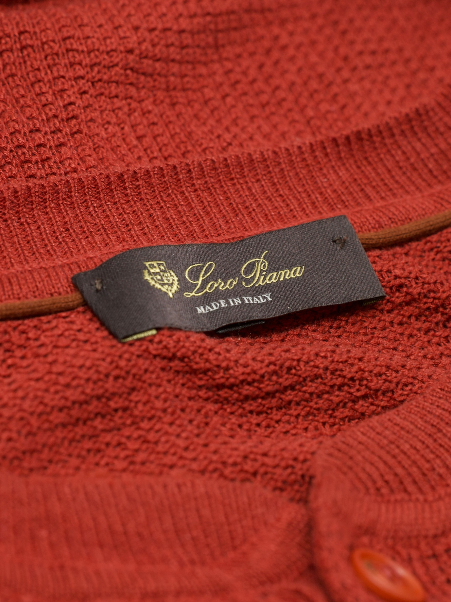 Loro Piana Kummel Red Silk & Linen Micro-Structure Pop-Over Round Neck