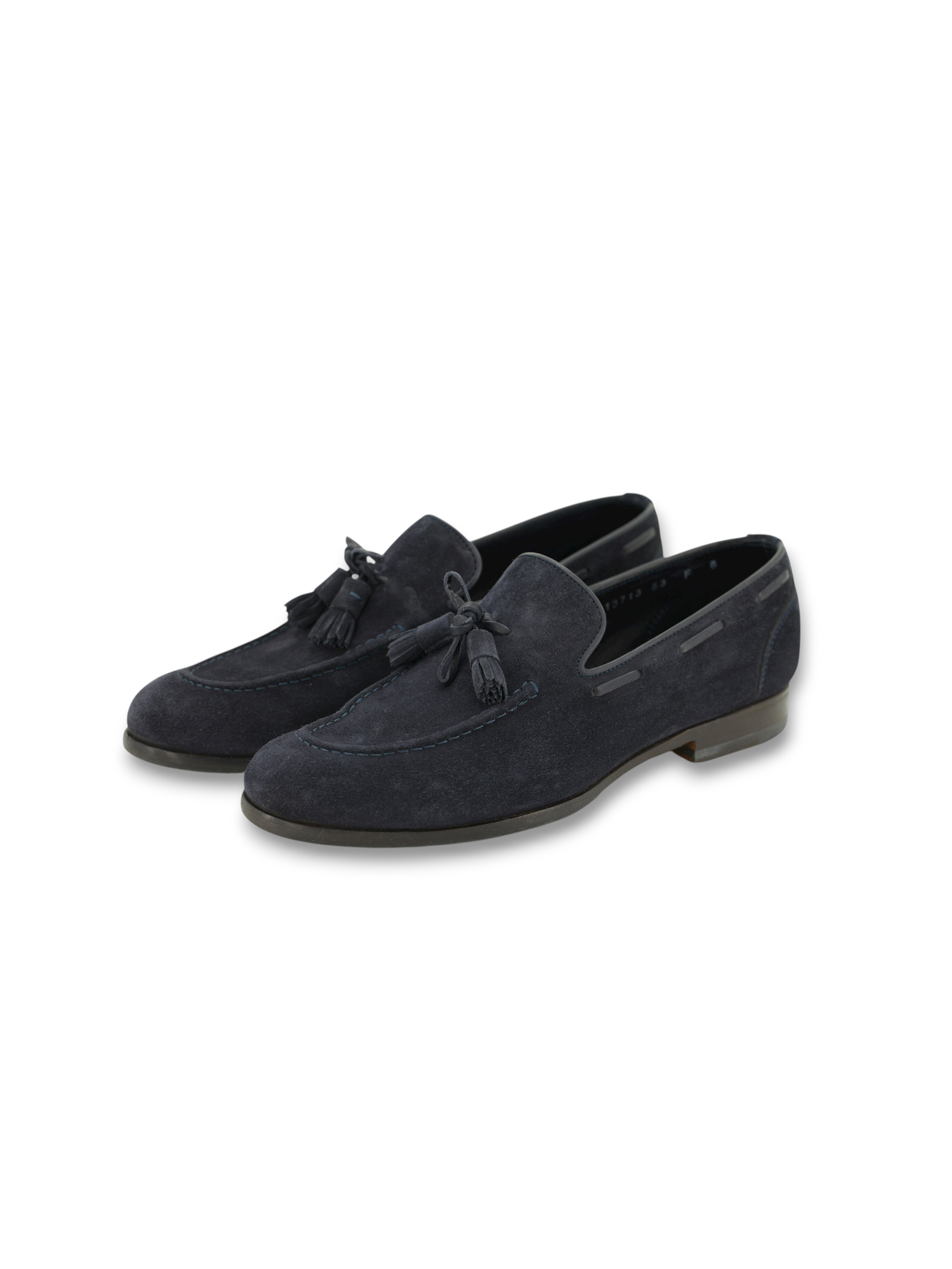 Santoni Navy Suede Handgrade Tassel Loafer