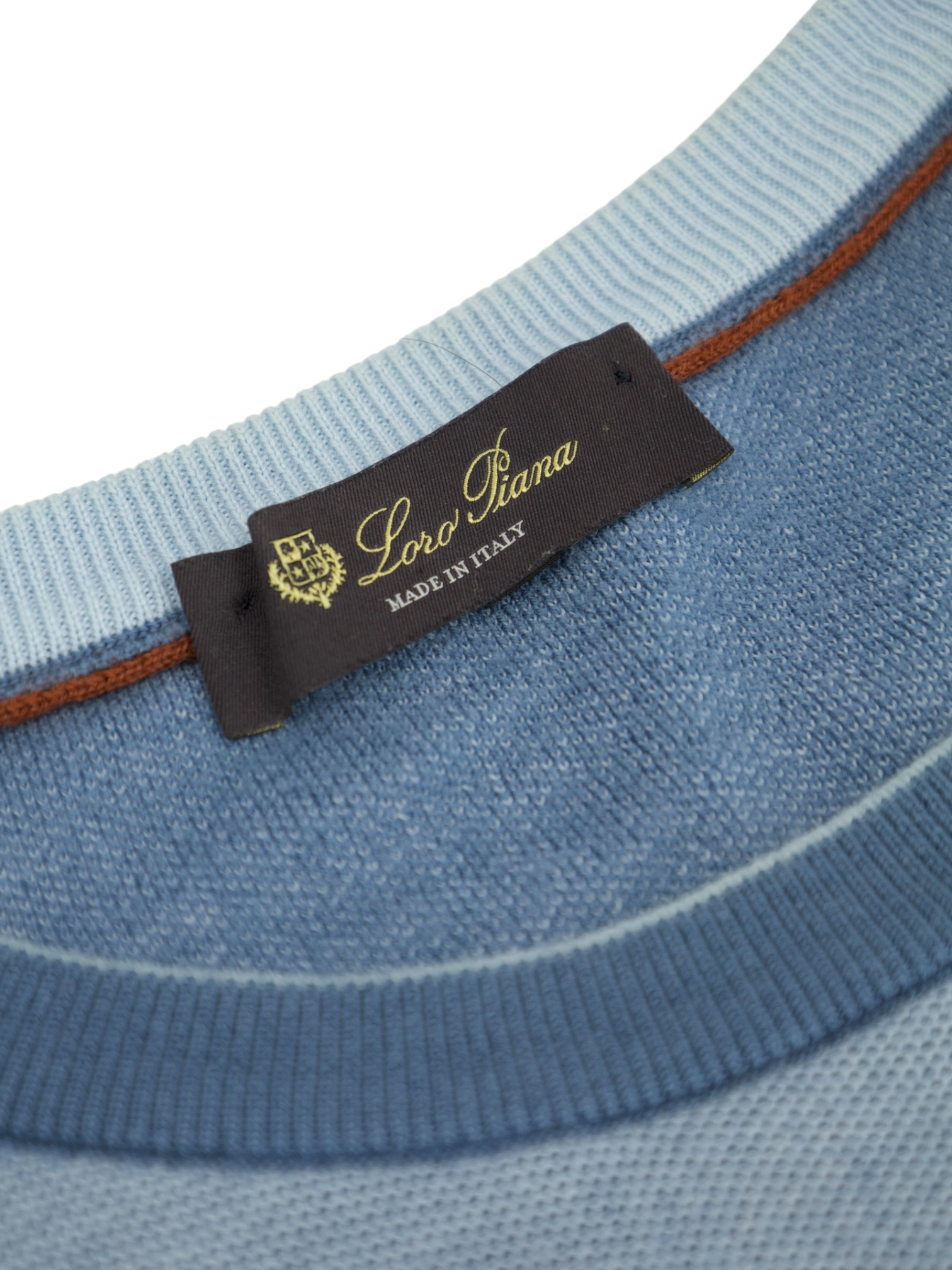 Loro Piana Turquoise Wool & Cashmere Micro-Pattern Roundneck