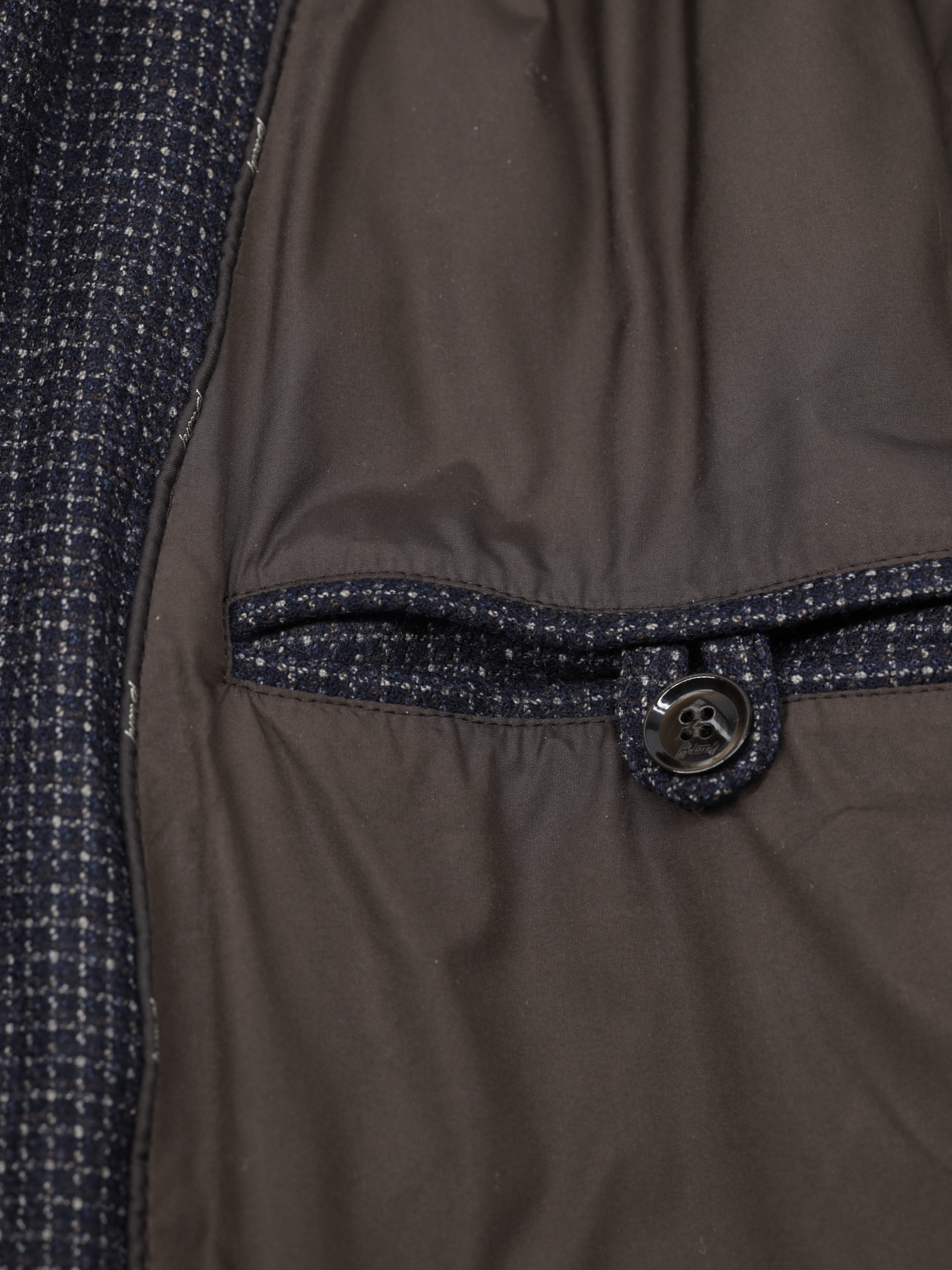 Brioni Dark Blue Wool Rain-System® Micro-Pattern Padded Jacket