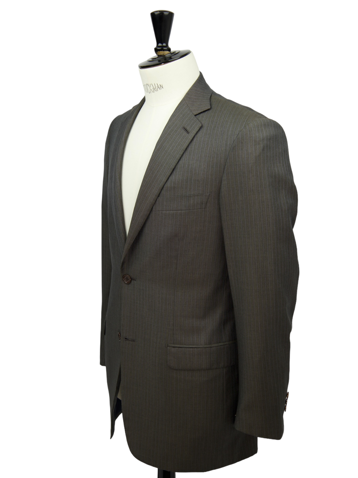 Brioni Dark Taupe Pinstripe Silk & Wool Secolo Suit