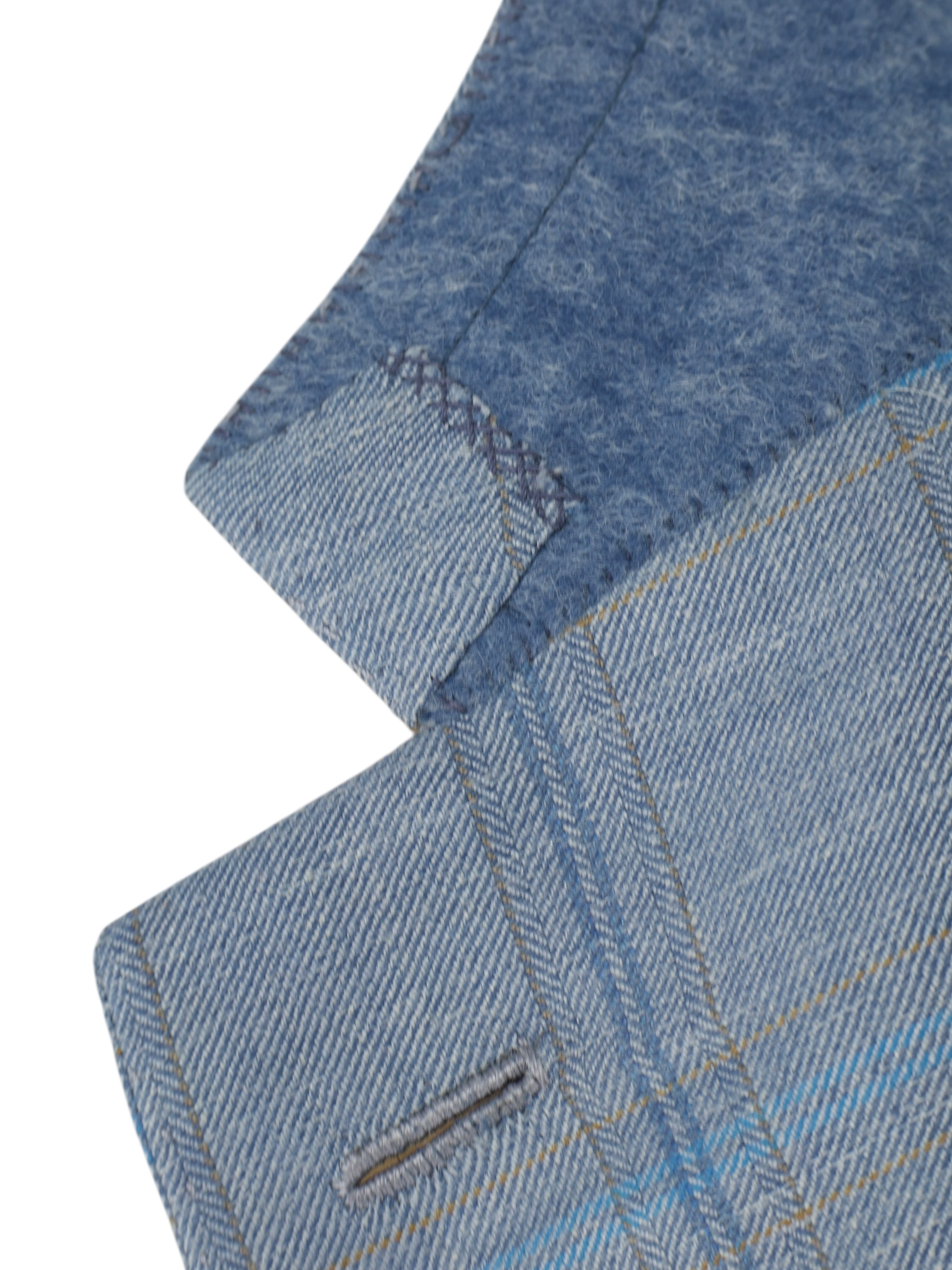 Brioni Ice Blue & Taupe Cashmere, Silk & Linen Overcheck Senato Jacket