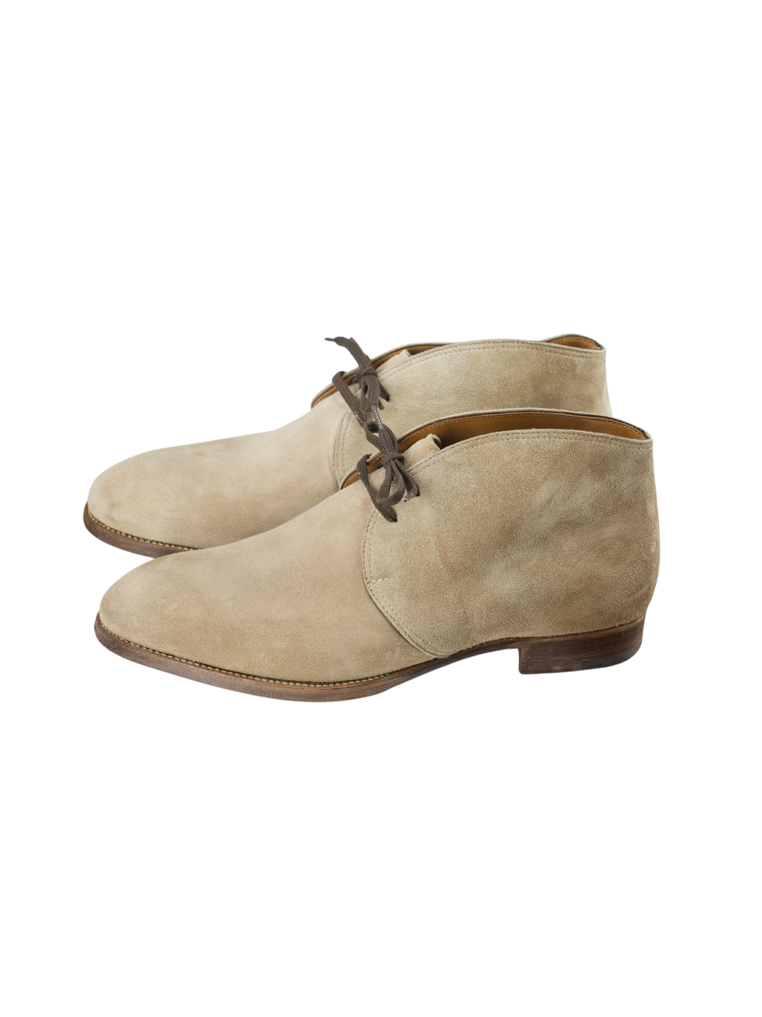 Saint Crispin's Beige Suede Curved-Topline Chukka Boots