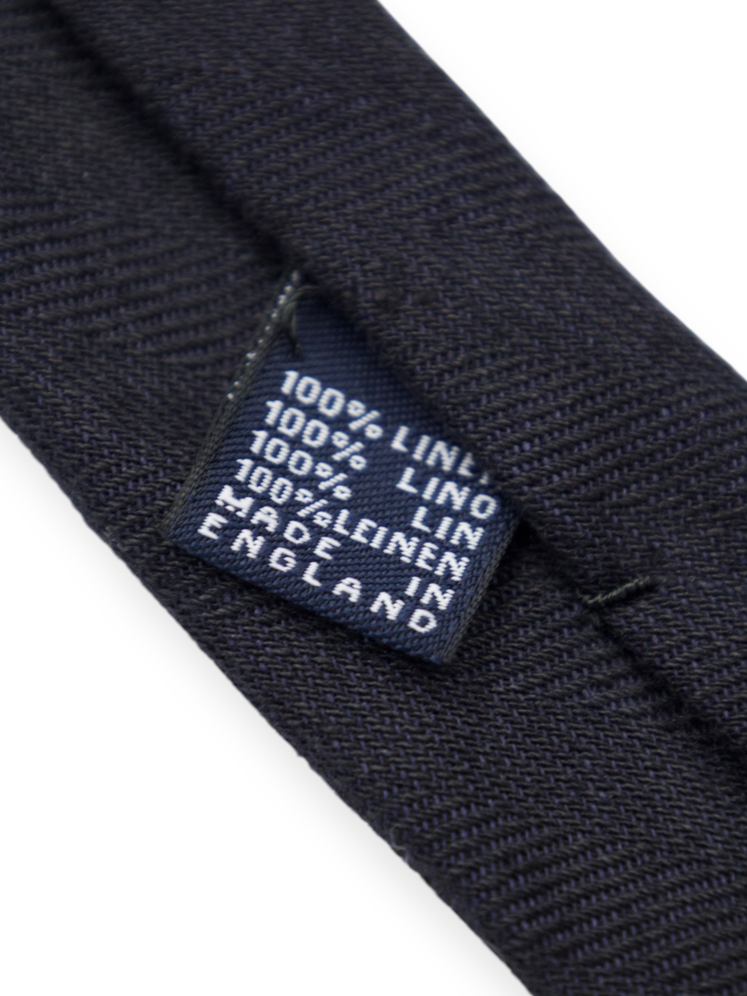 Drake's Black Linen Herringbone Hand-Rolled Tie