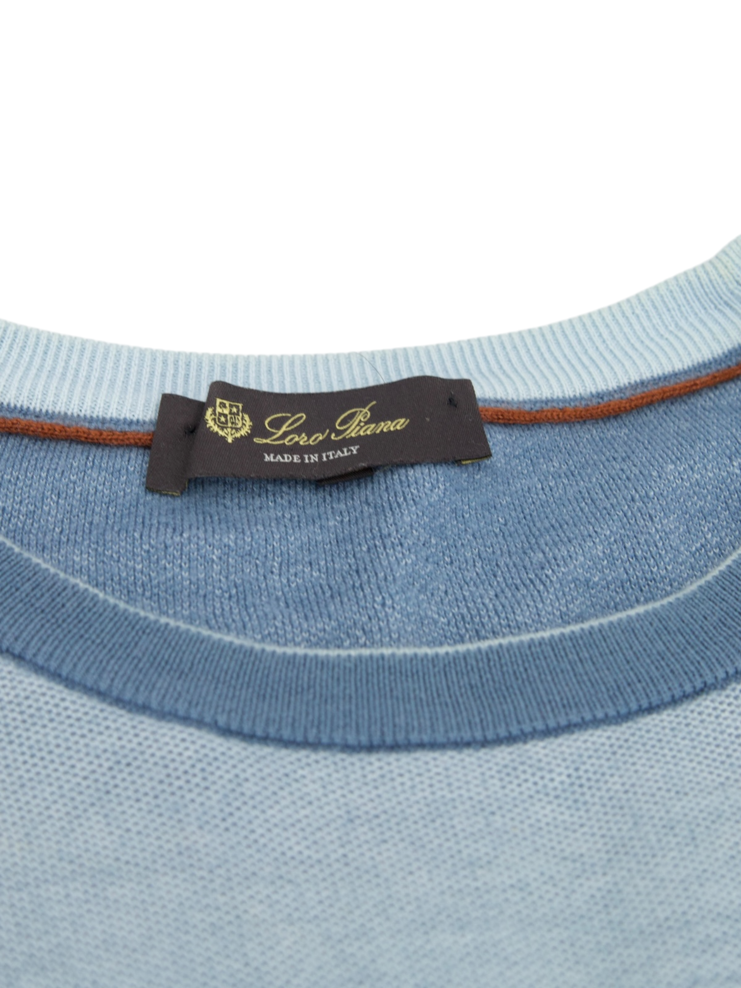 Loro Piana Turquoise Wool & Cashmere Micro-Pattern Roundneck