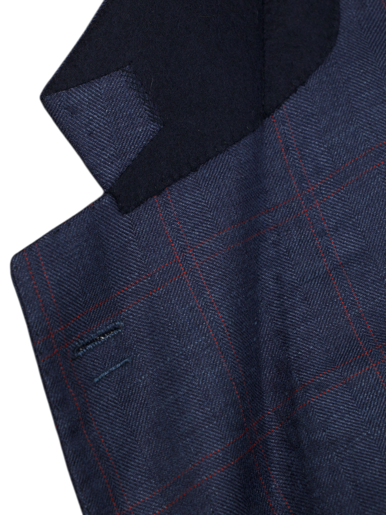 Cesare Attolini Steel Blue & Red Cashmere-Silk Windowpane Jacket