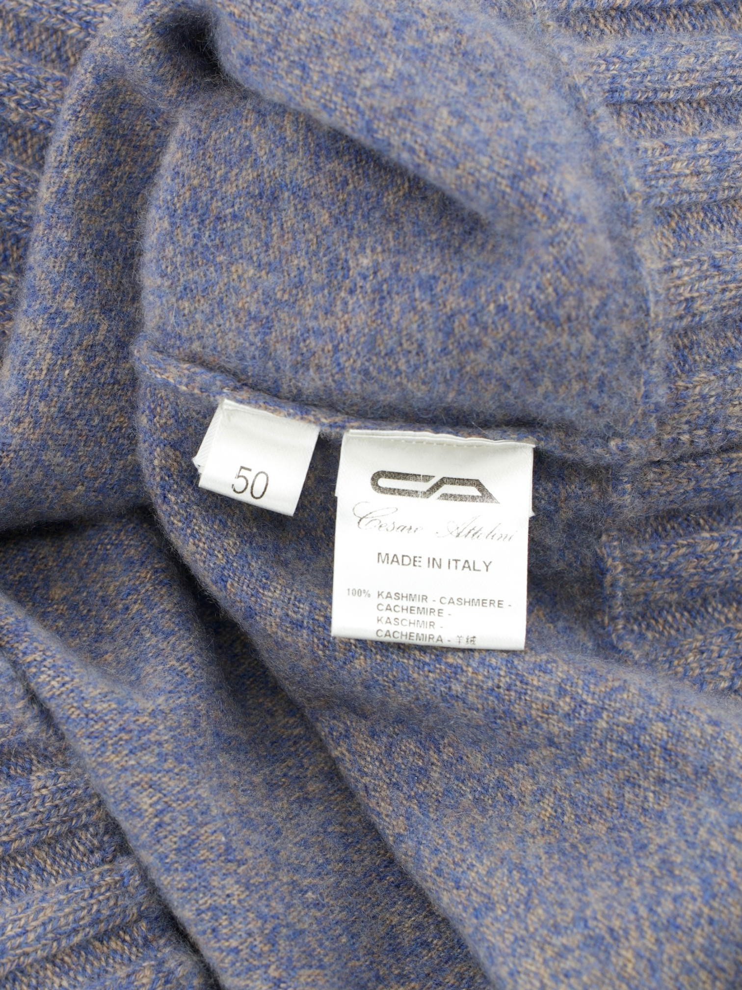 Cesare Attolini Steel Blue Mélange Duvet Cashmere Button-Up Knitwear