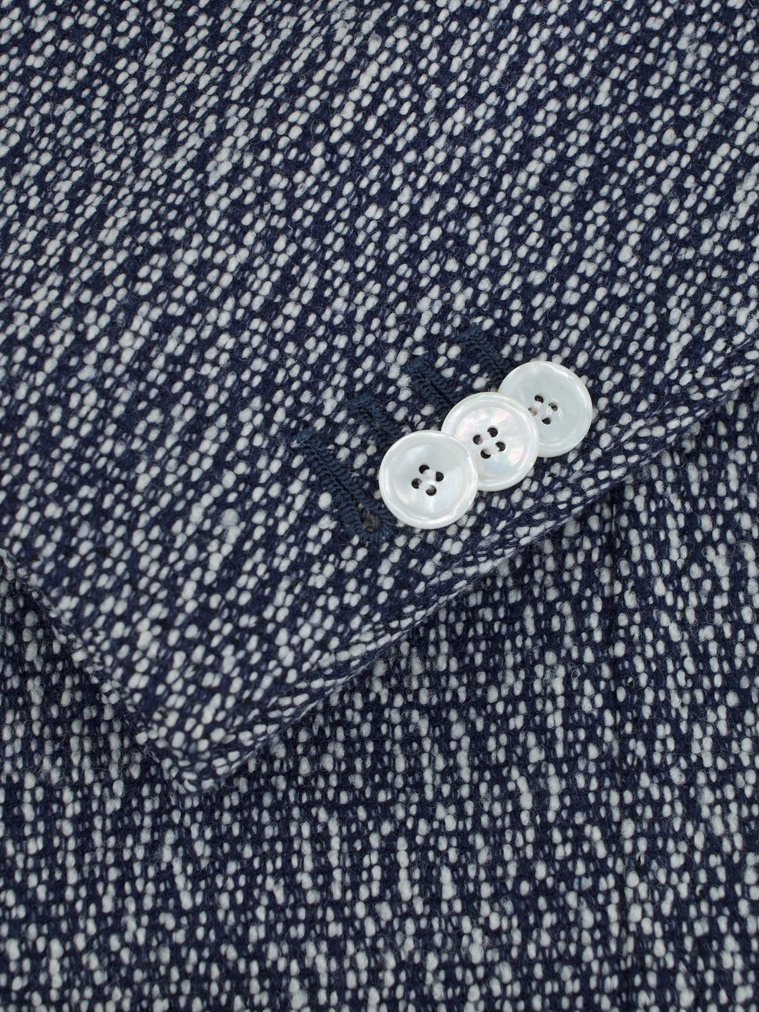 Cesare Attolini Dark Blue & White Wool-Stretch Bouclé Jacket