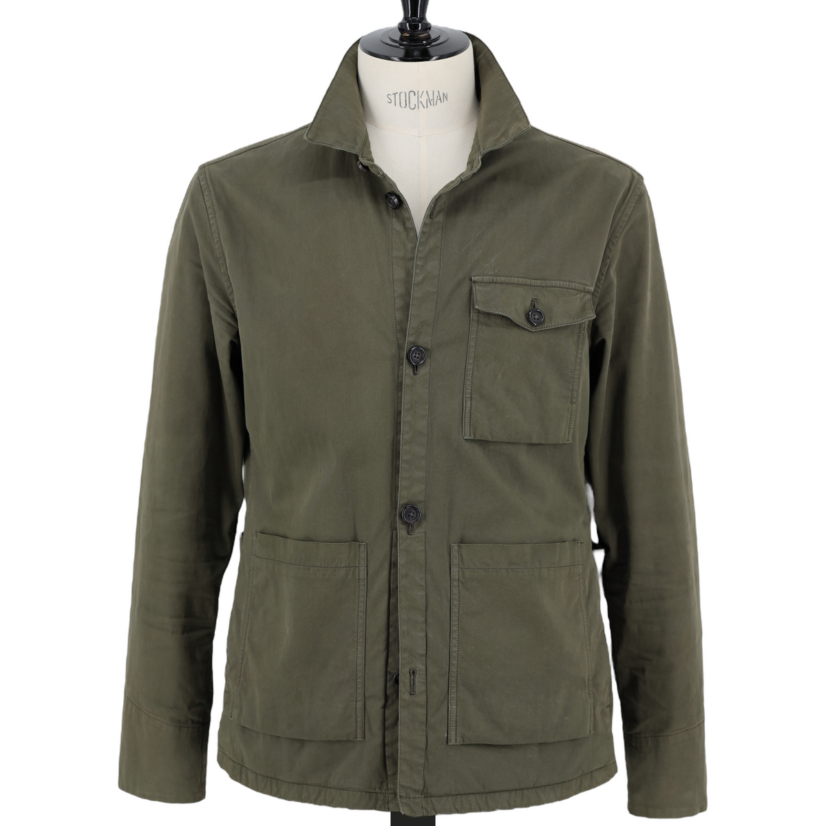 Z Zegna Olive Green Cotton-Stretch Safari Style Overshirt