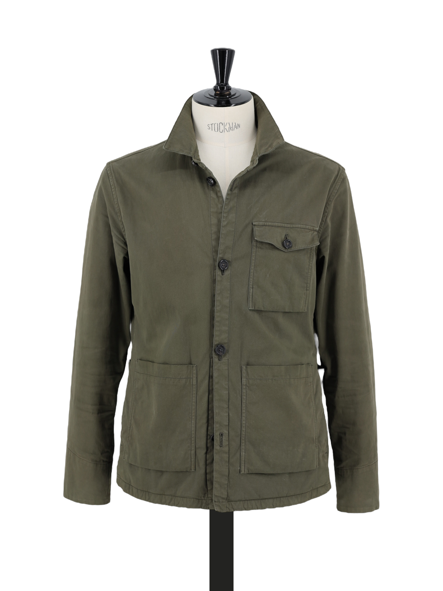 Z Zegna Olive Green Cotton-Stretch Safari Style Overshirt