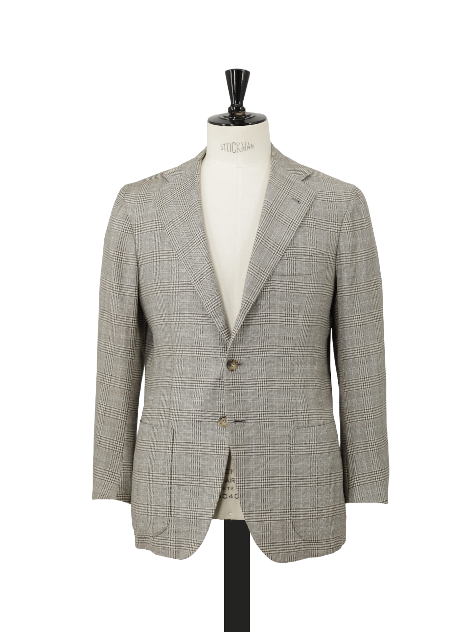 Orazio Luciano Taupe Wool, Cashmere & Silk Prince of Wales Jacket