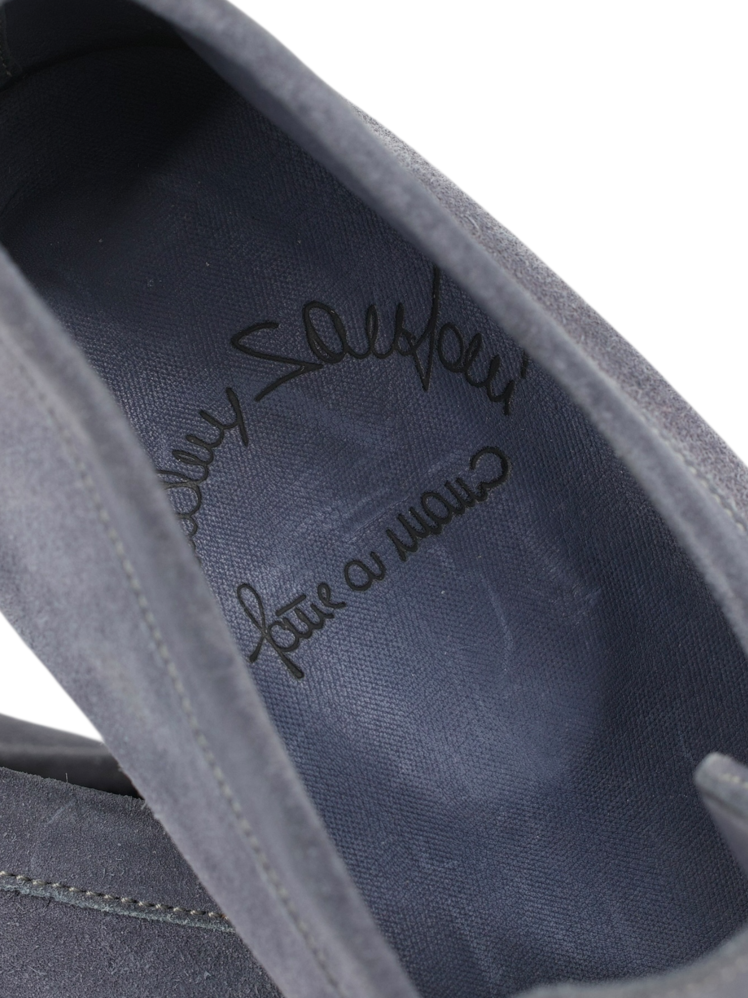 Santoni Steel Blue Handgrade Suede Penny Loafer