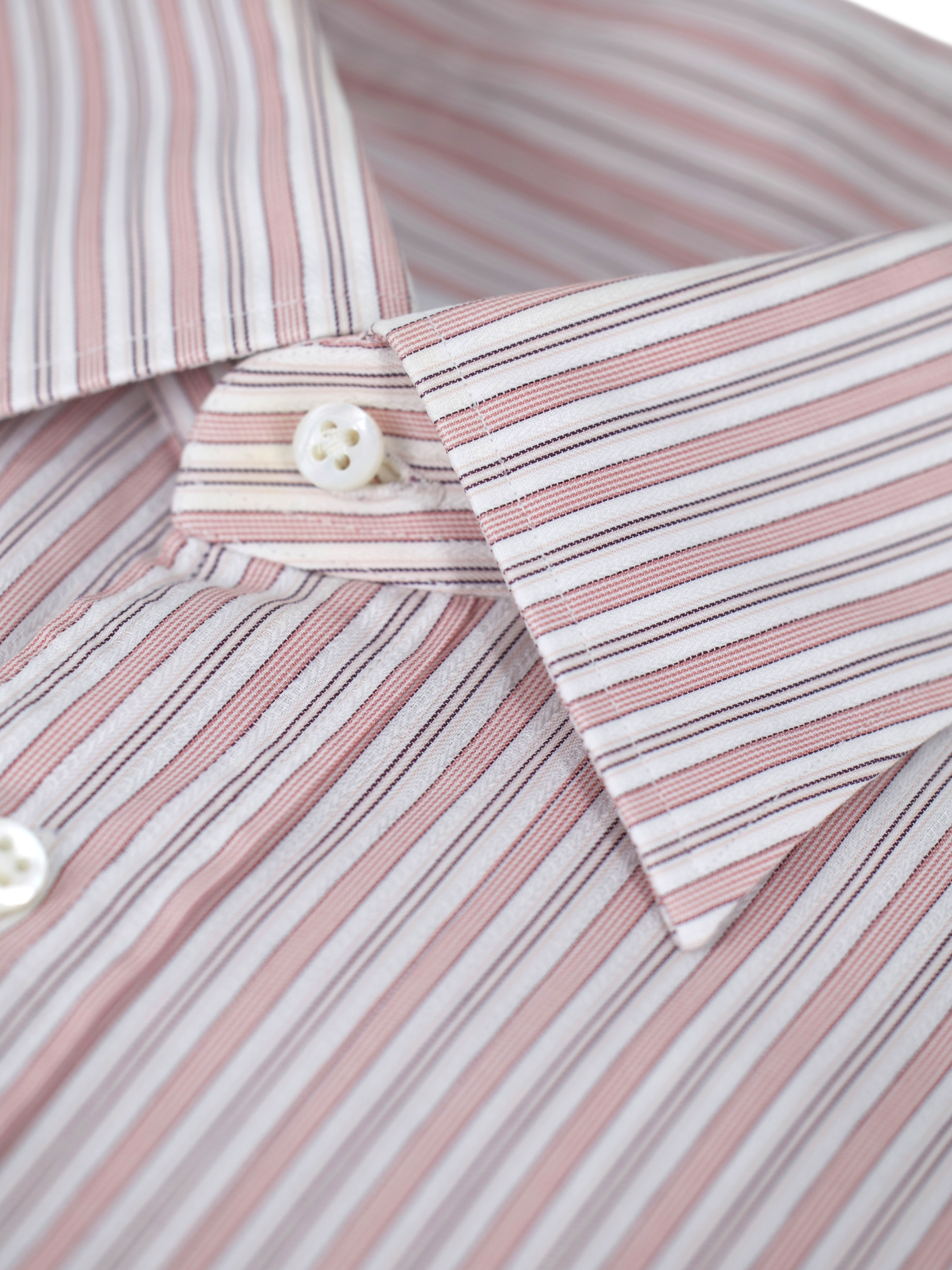 Ermenegildo Zegna Pink & White Cotton Striped Dress Shirt