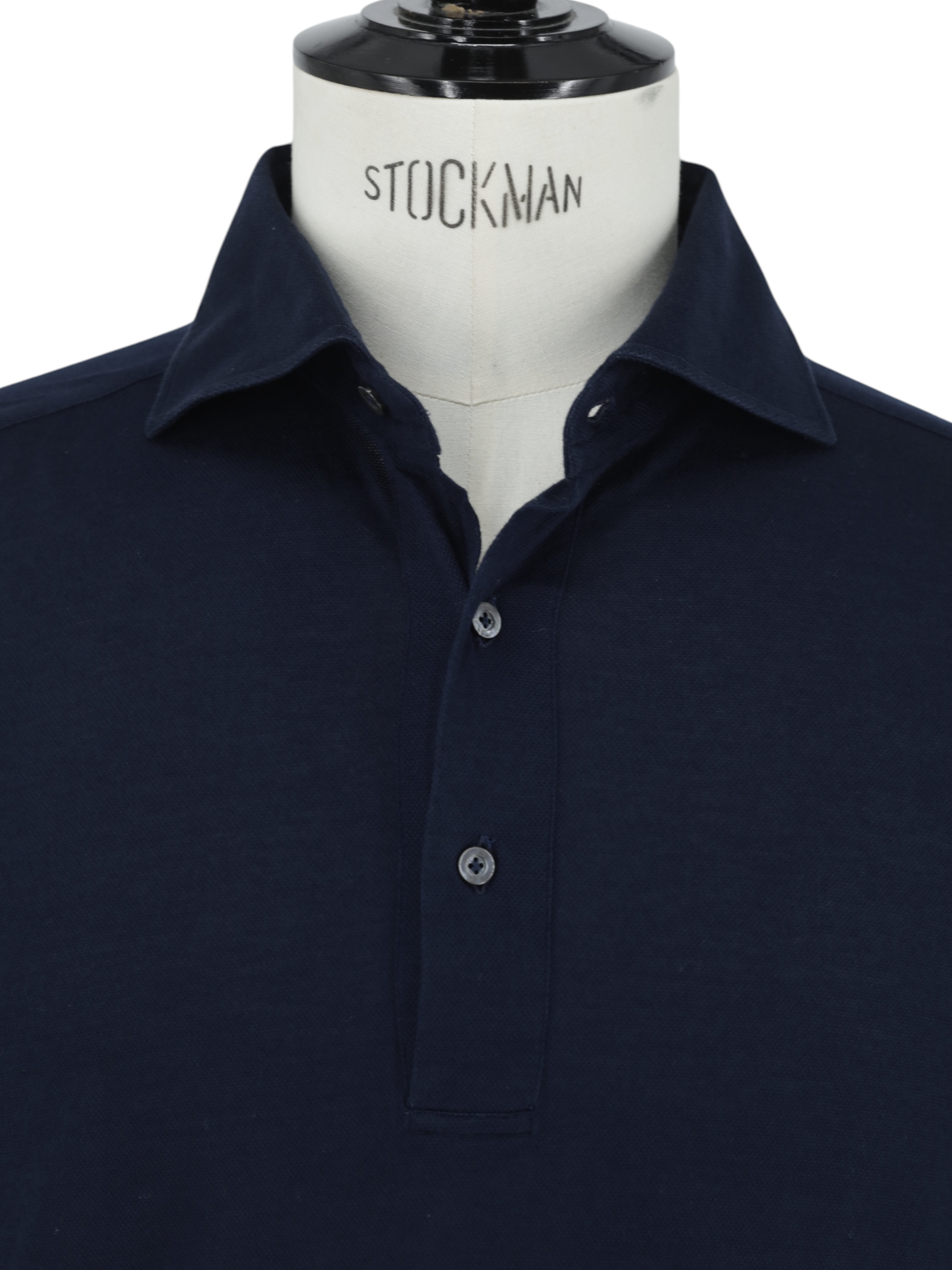 Fray Navy Knitted Pique-Cotton Popover Polo-Shirt