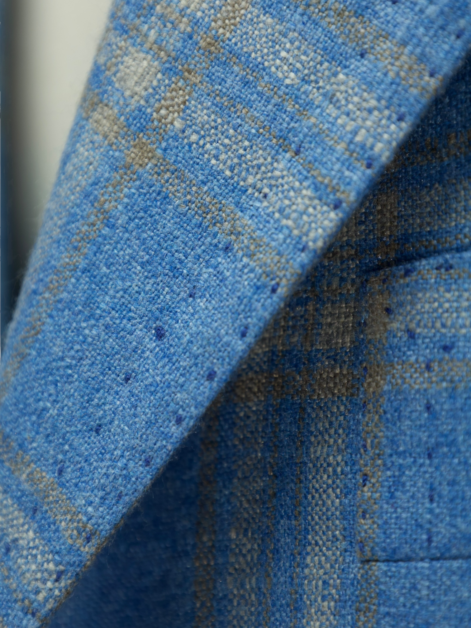 Cesare Attolini Aqua Blue Silk & Cashmere Tartan Jacket