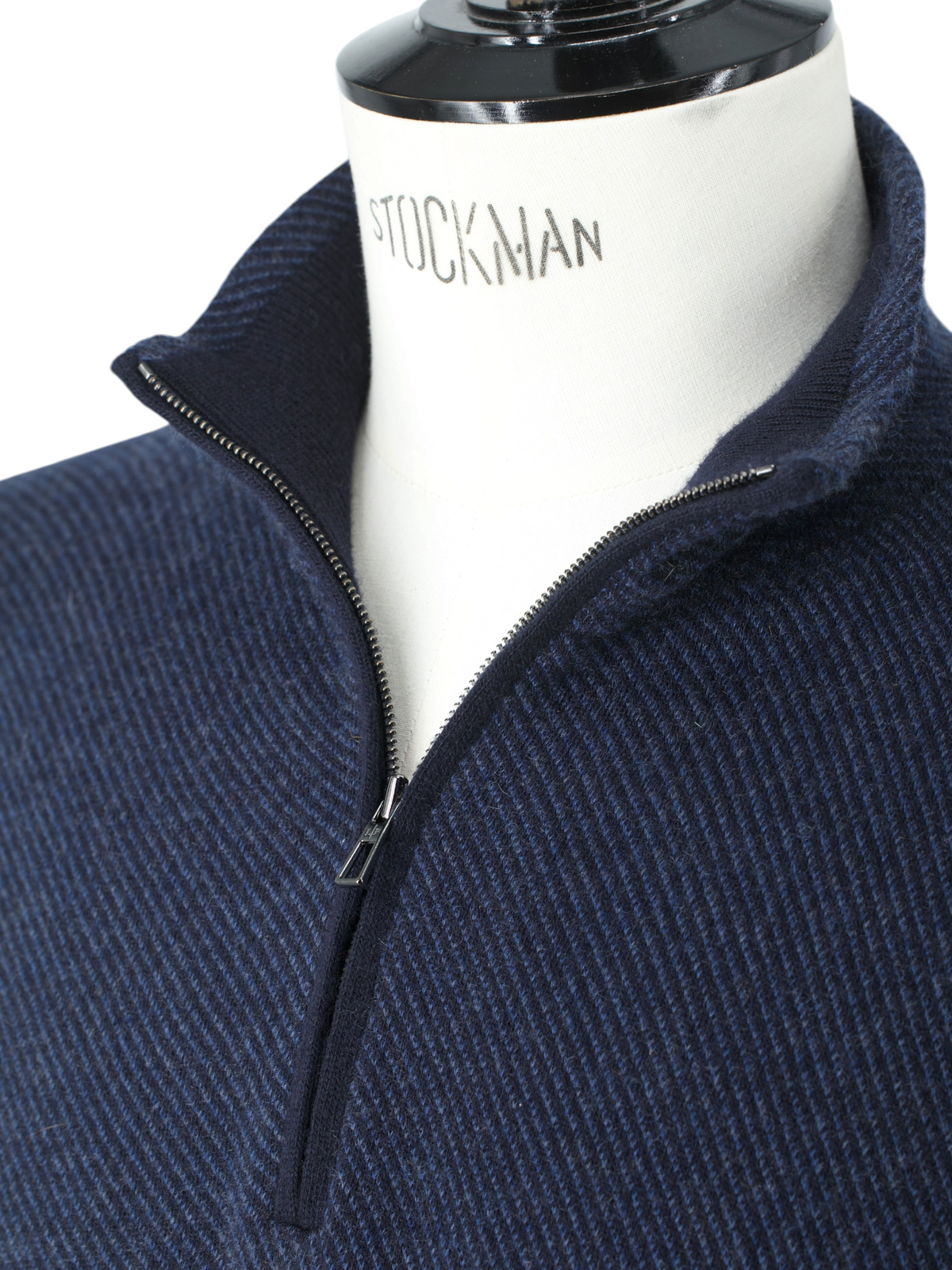 Loro Piana Steel Blue Cashmere Roadster Half-Zip Sweater