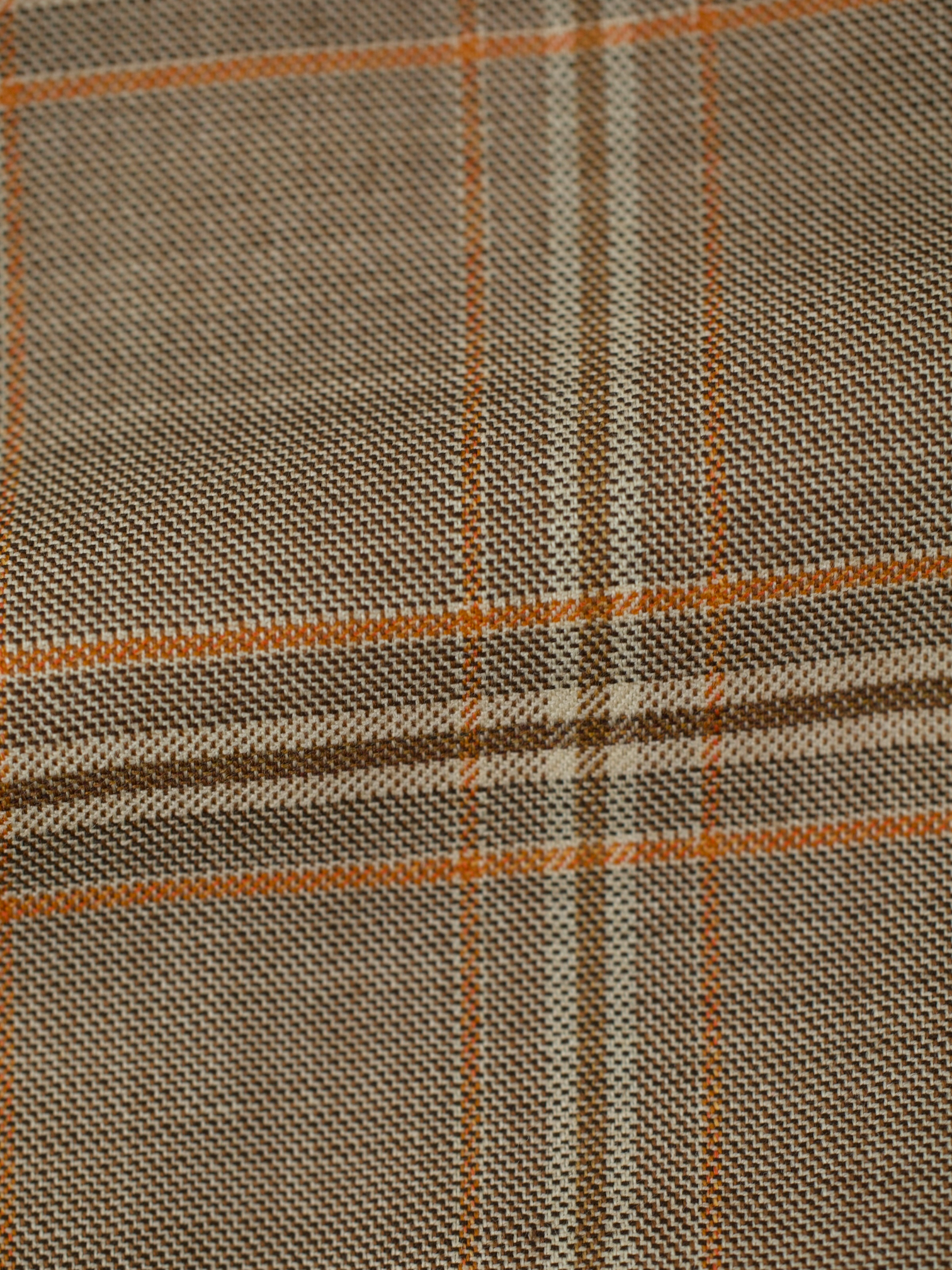 Kiton Light Brown & Orange Pure Cashmere Windowpane Jacket