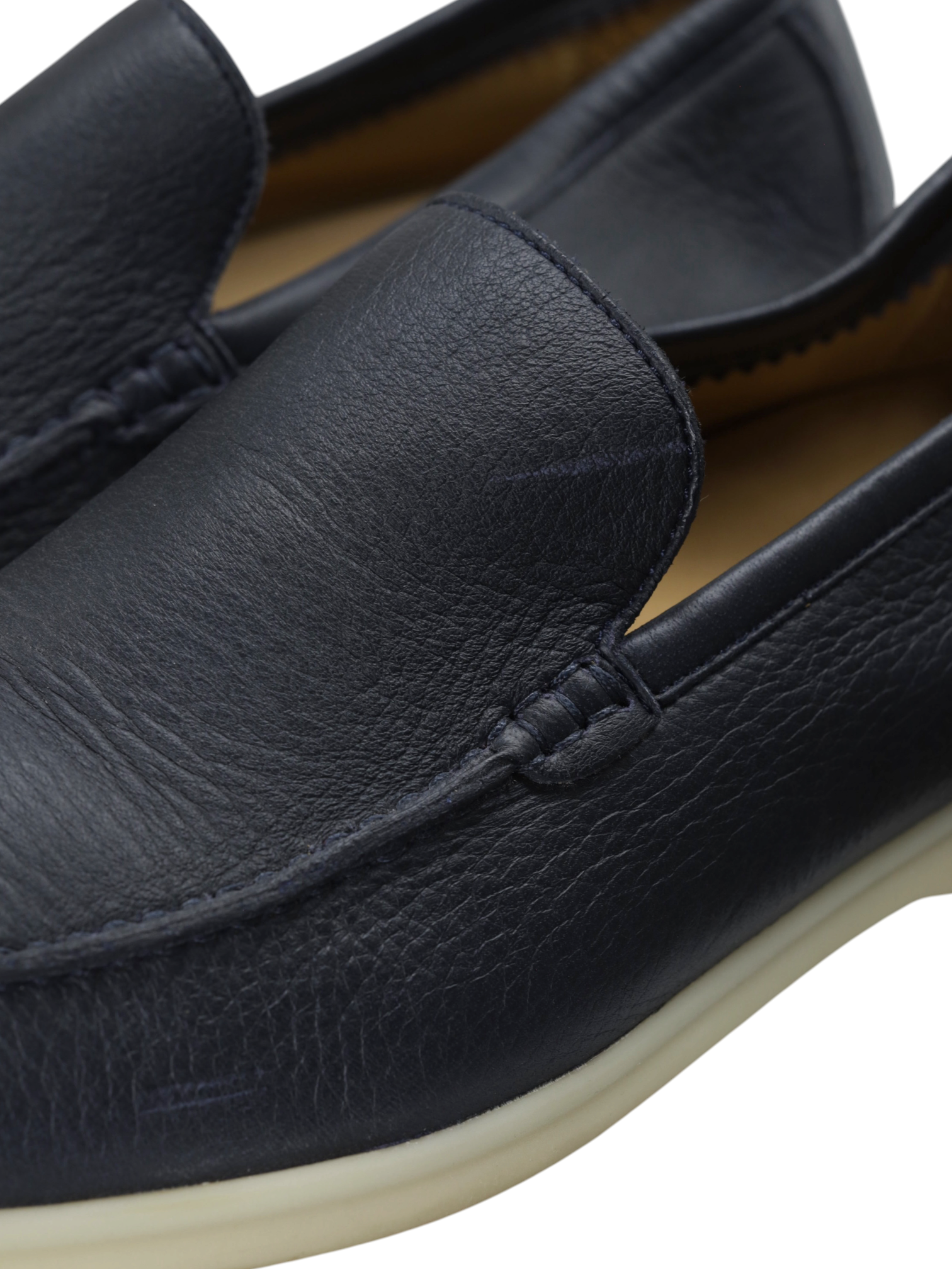 Loro Piana Dark Blue Elk Leather Summer Walk Loafers