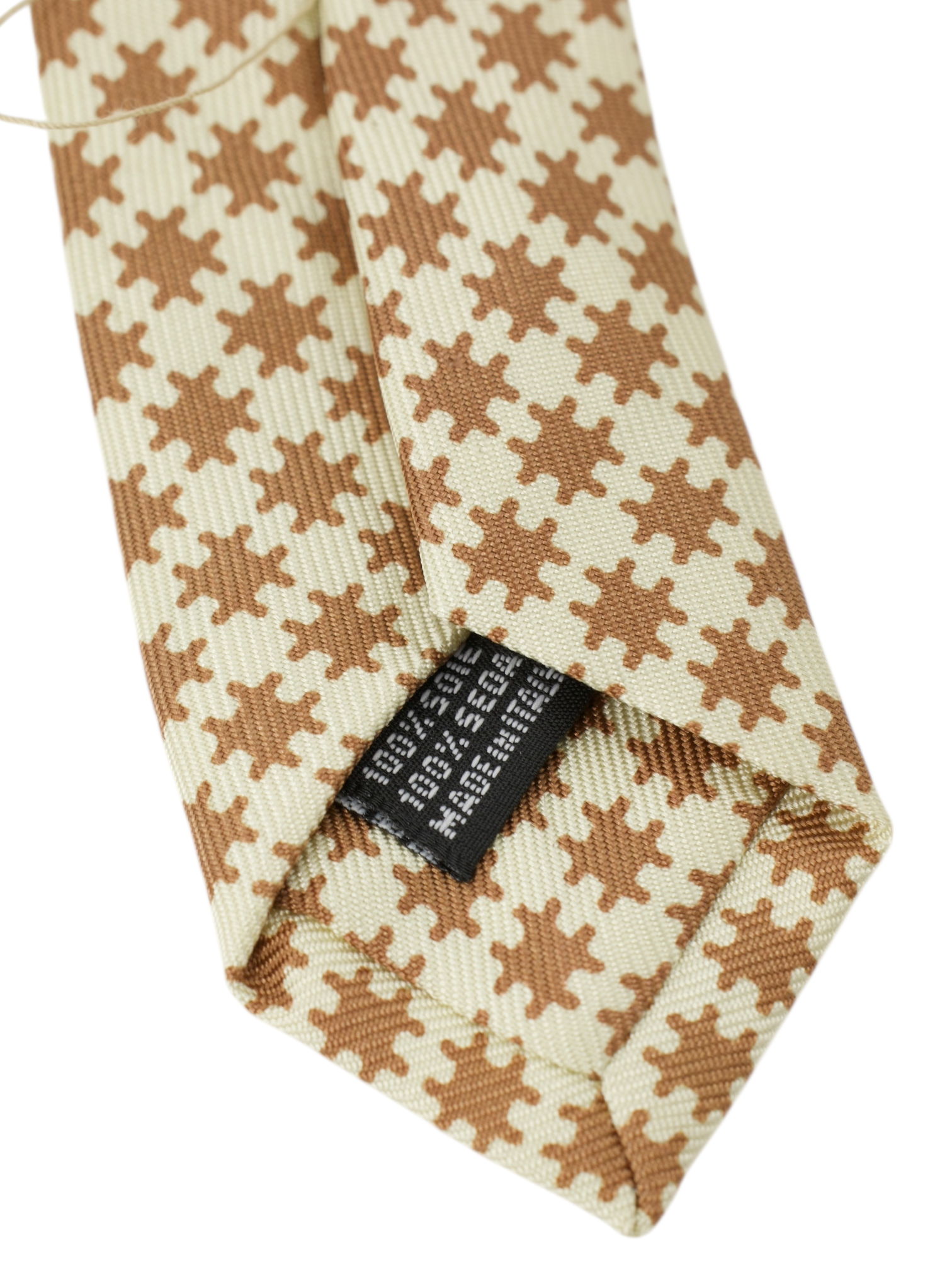 Cesare Attolini 5-Fold Light Brown Silk Geometric Pattern Tie