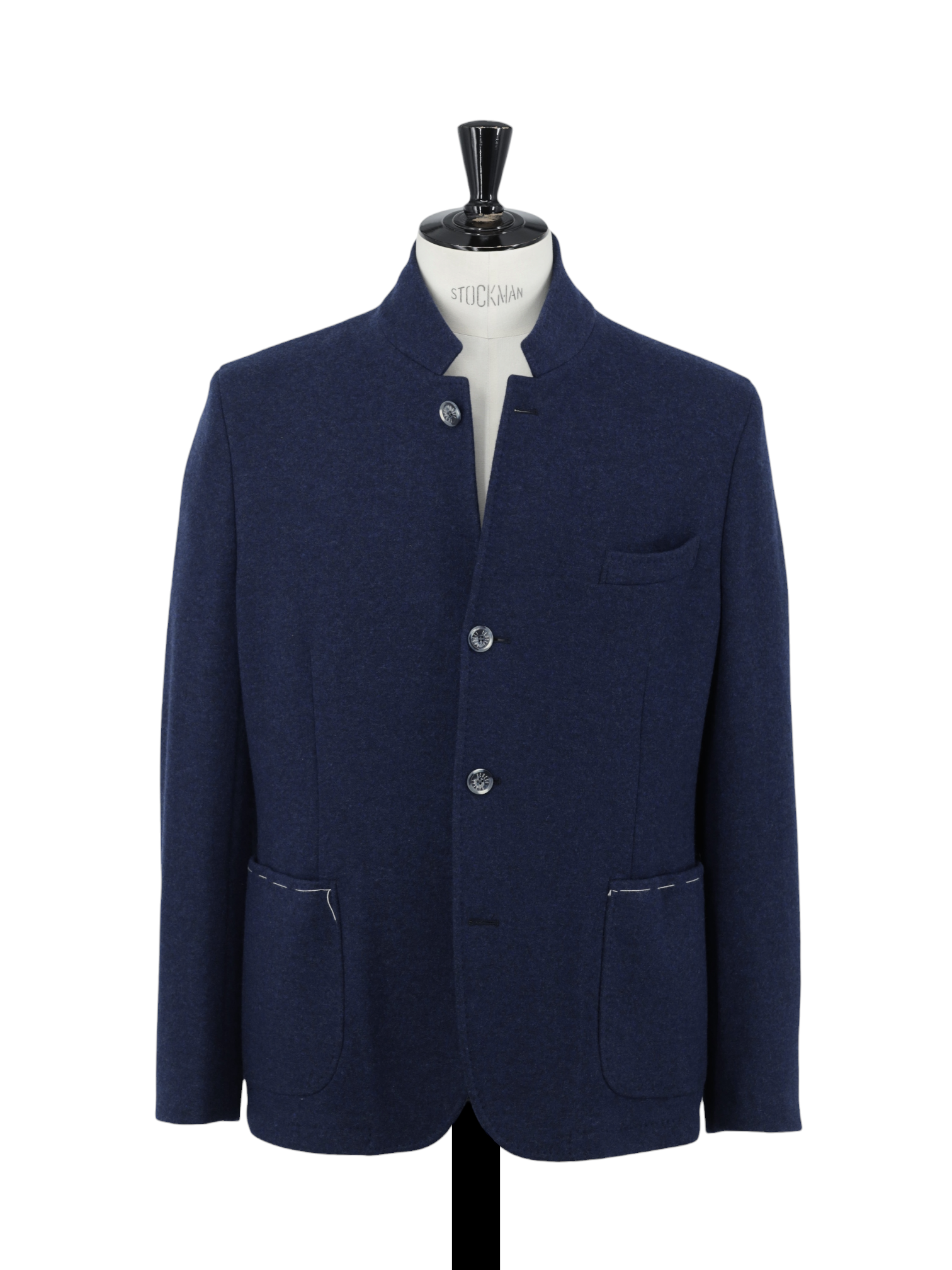Fedeli Dark Blue Pure Cashmere Tubular-Collar "Damon" Jacket