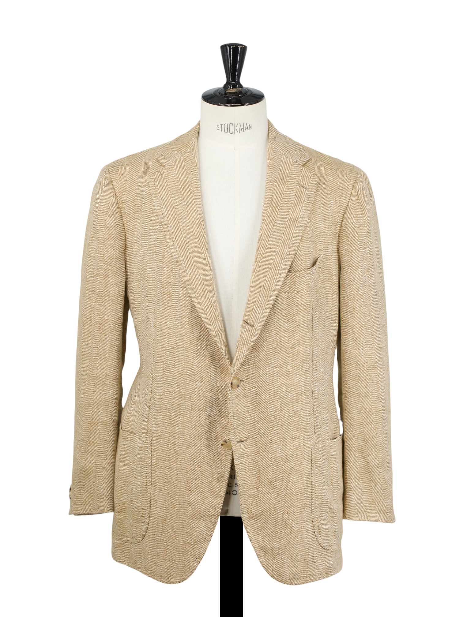 Cesare Attolini Beige Pure Linen Herringbone Summer Jacket