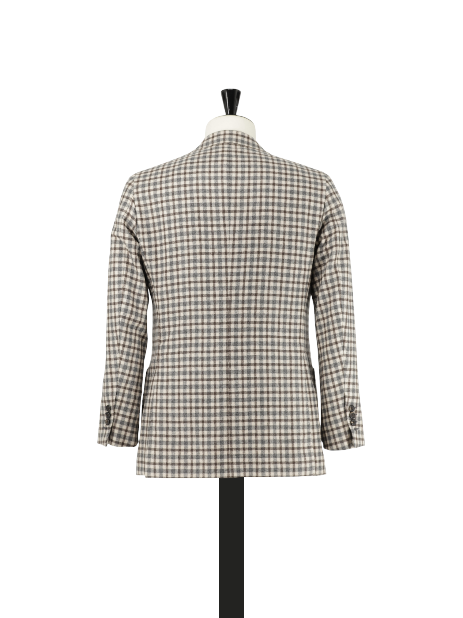 Caruso Ecru & Brown Pure Plushy Cashmere Checkered Jacket