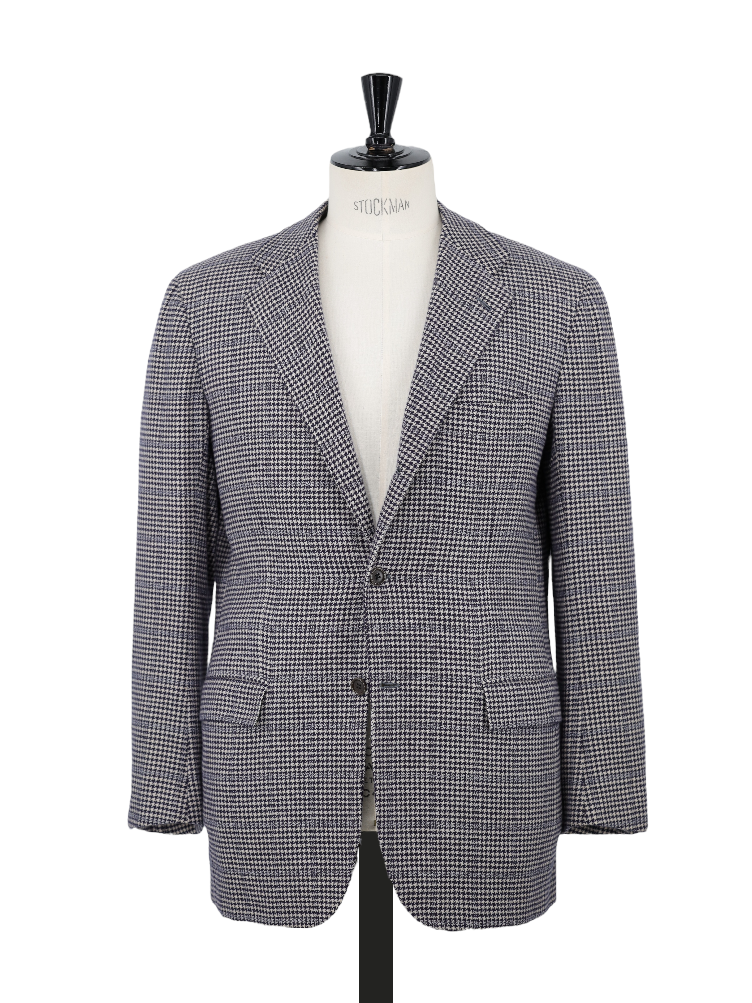 Kiton Navy & Light Blue Pure-Cashmere Pied de Poule Jacket