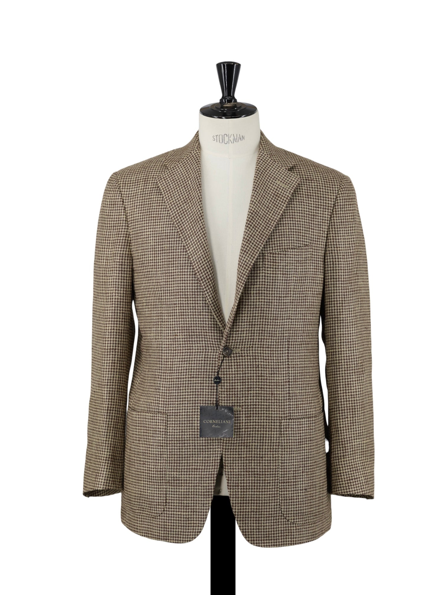 Corneliani Light Brown Silk & Linen Houndstooth Jacket