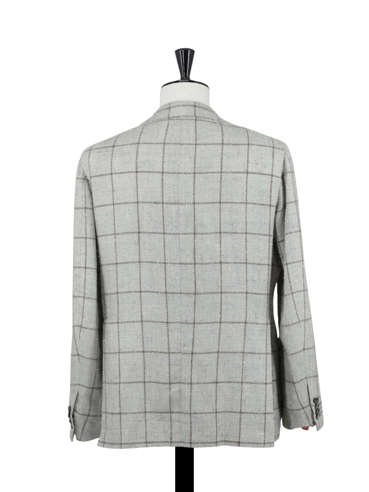 Kiton Taupe & Lichtbruin Zijde & Fleece-Wol Windowpane Jasje