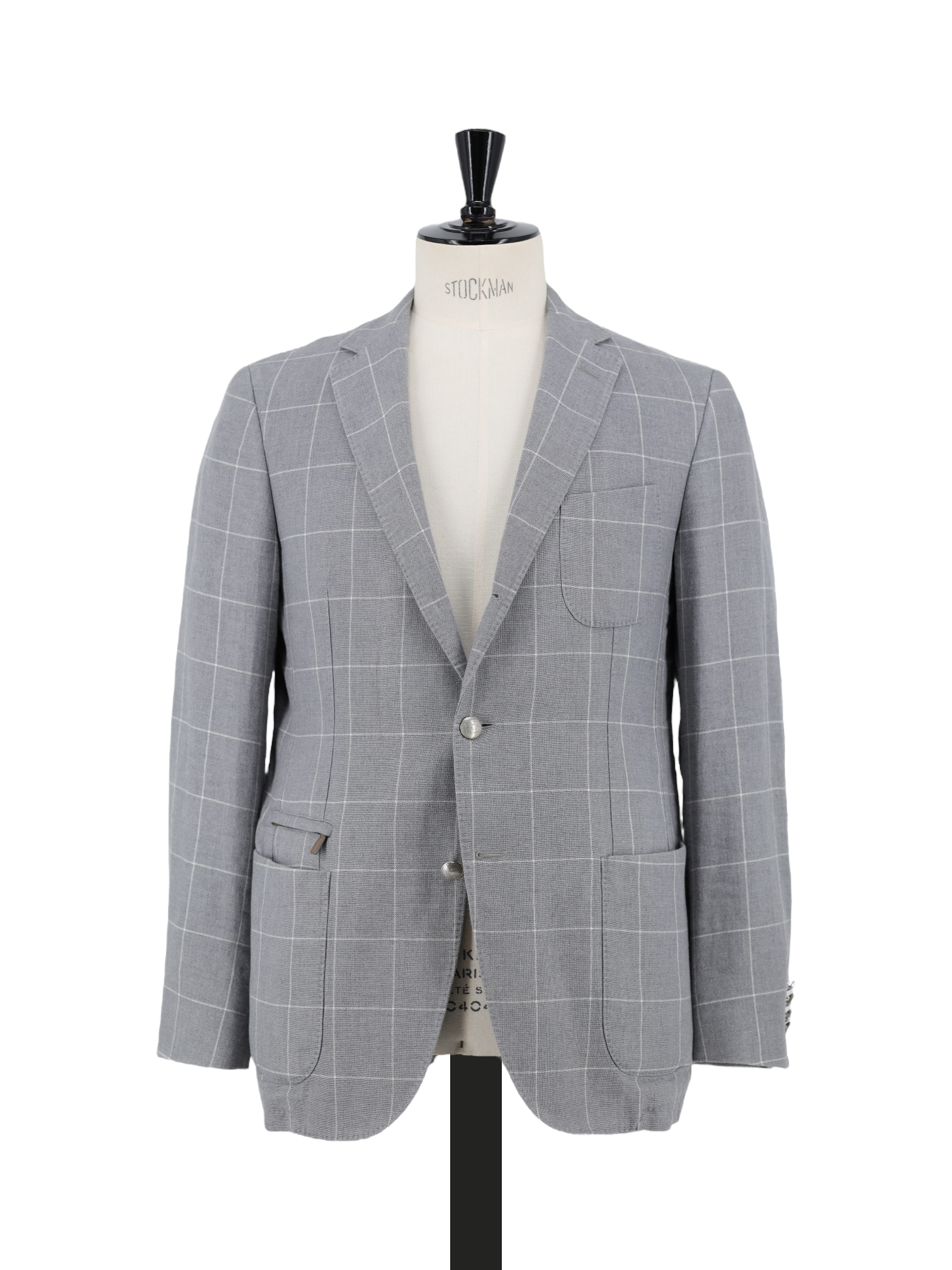 Ermenegildo Zegna Light Grey Linen & Cotton Windowpane Jacket