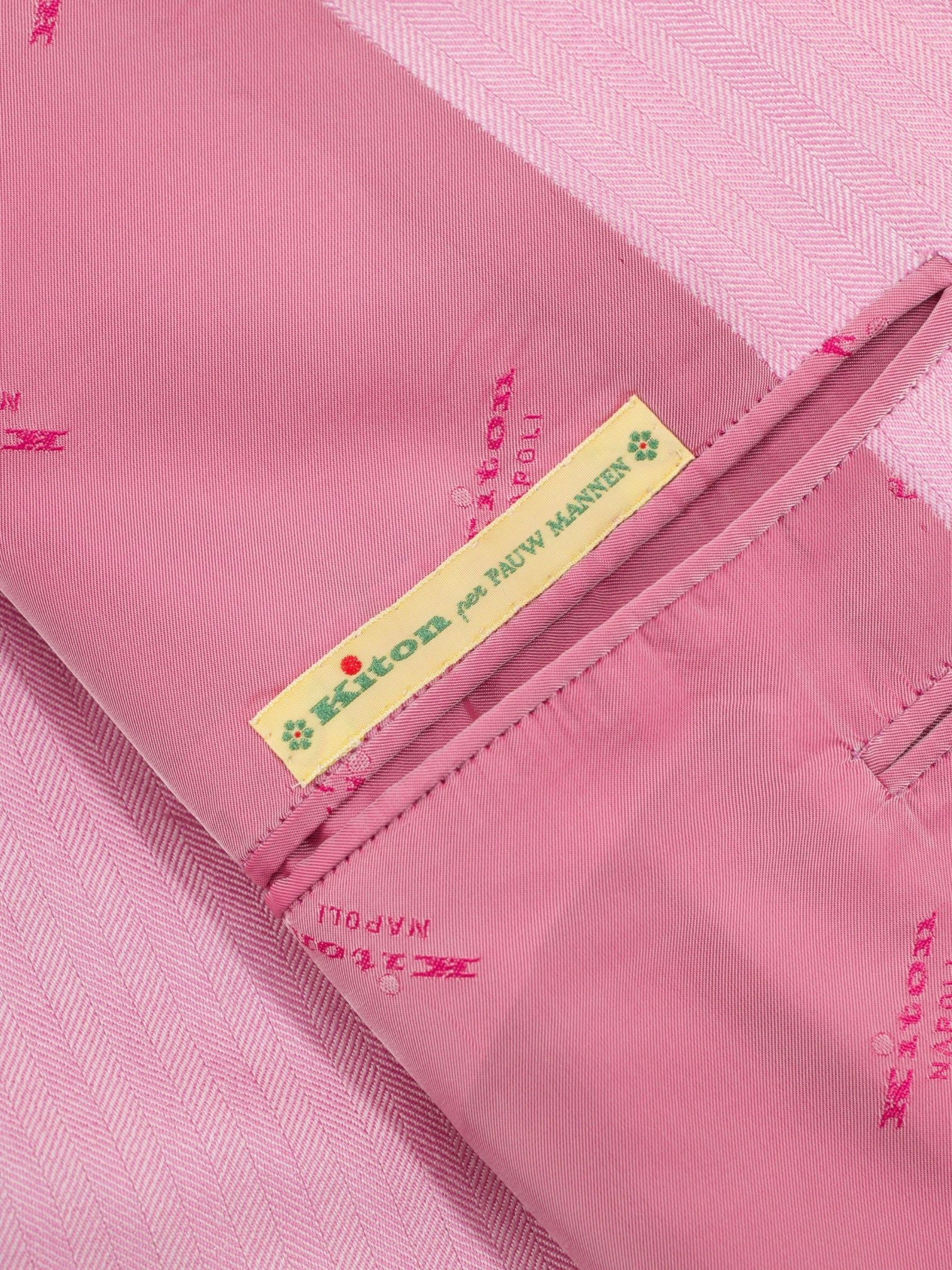 Kiton Pink Cashmere & Silk Herringbone Summer Jacket