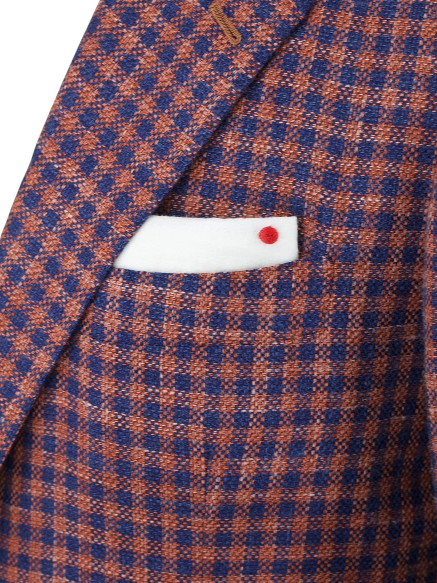 Kiton Dark Blue & Red Cashmere, Wool, Silk, Linen & Stretch Gingham Jacket