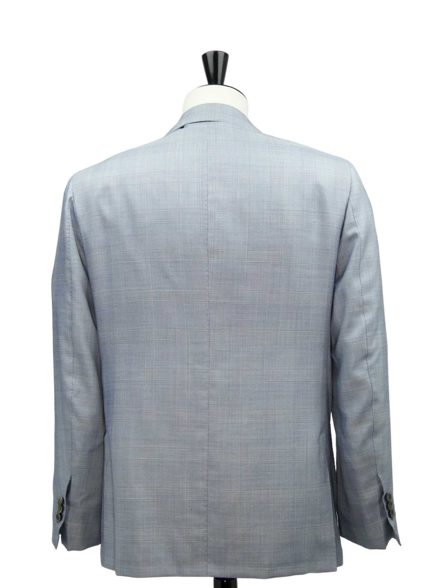 Kiton Ice Blue Silk, Cashmere & Linen Glenplaid Suit