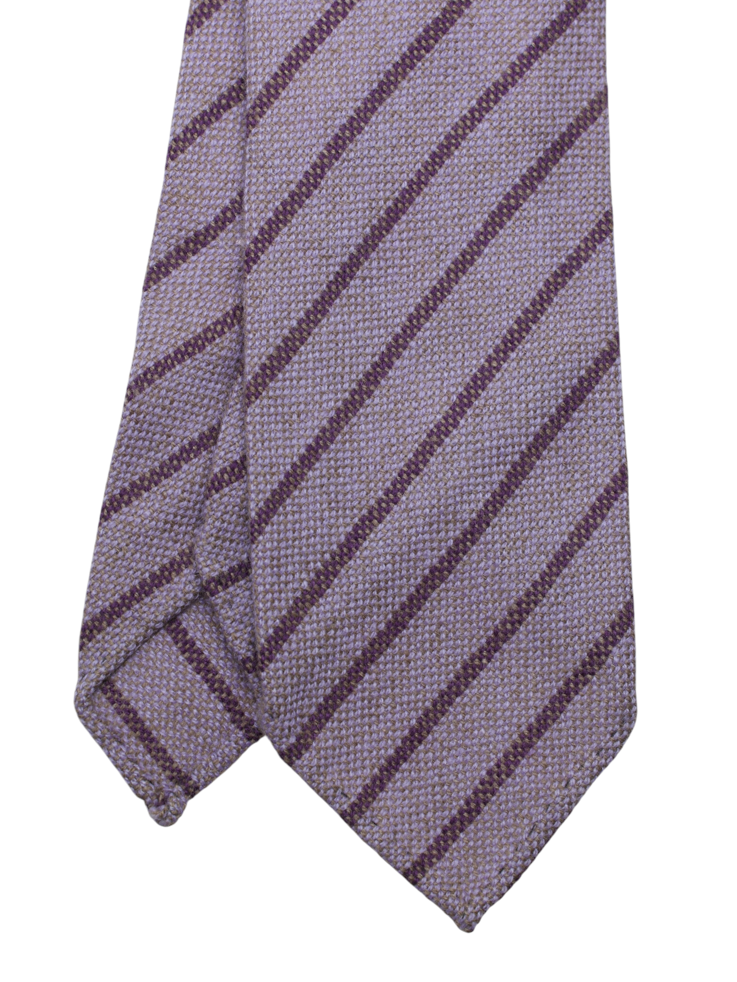 Luigi Borrelli Lavender Purple Wool & Cashmere Striped Tie