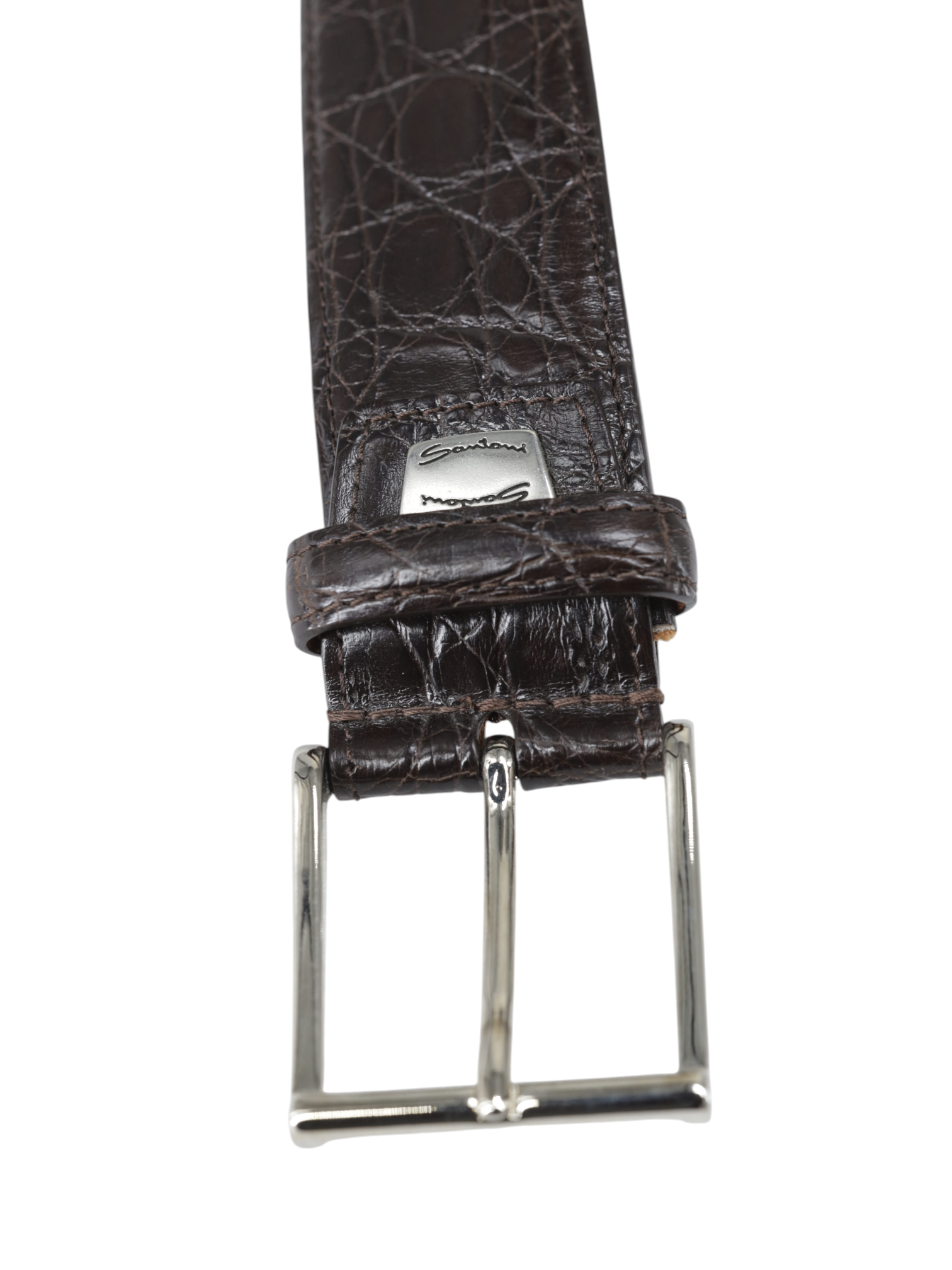 Santoni Dark Brown Venezuelan Caiman Crocodilus Penny Loafer + Belt