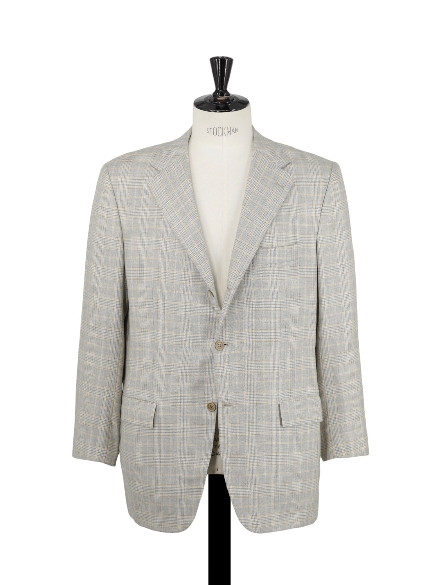 Kiton Taupe & Soft Yellow Lightweight-Cashmere Prince of Wales Jacket