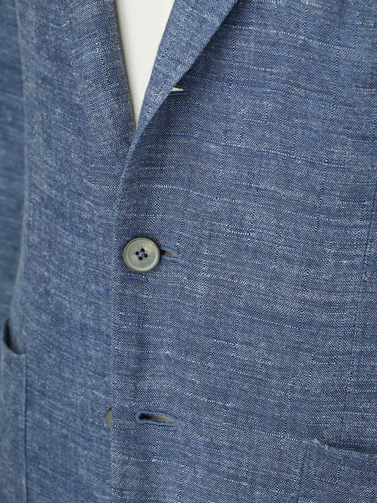 Isaia Light Blue Wool, Silk & Linen Pinpoint Summer Jacket