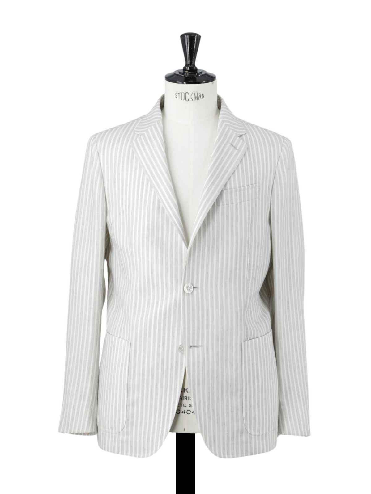 Ermenegildo Zegna Light Grey & White Linen, Cashmere & Silk Striped Riviera Jacket
