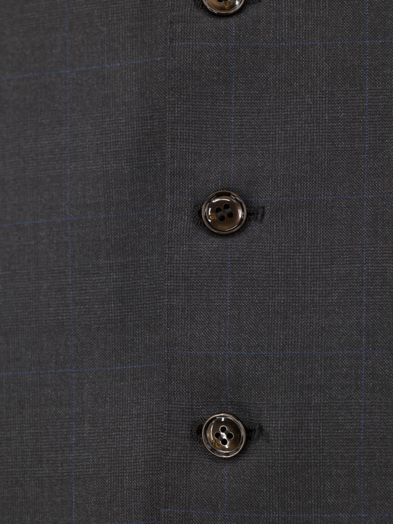 Canali Charcoal & Light Blue Super 160's Windowpane Waistcoat