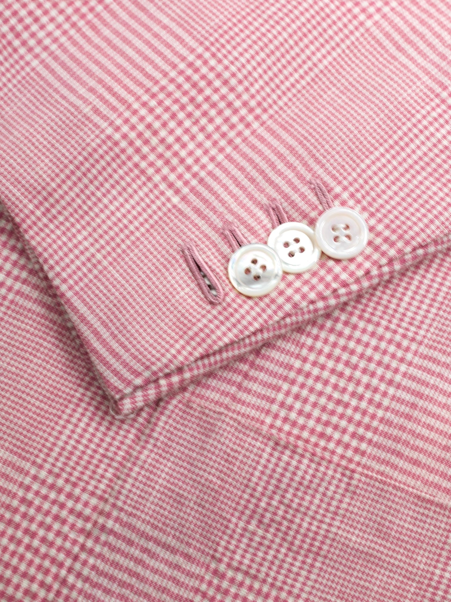 Kiton Soft Pink Wool, Linen & Lyocell Seersucker Prince of Wales Jacket