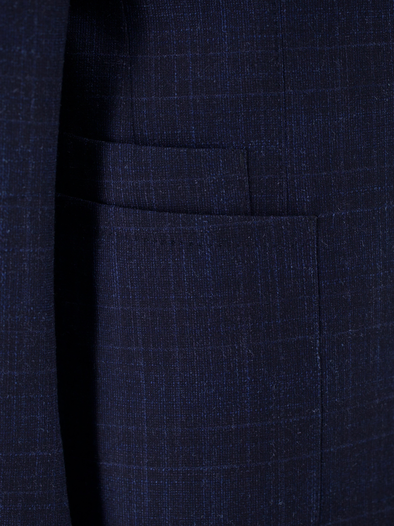 Ermenegildo Zegna Dark Blue Wool, Silk & Cashmere Melange Check Jacket