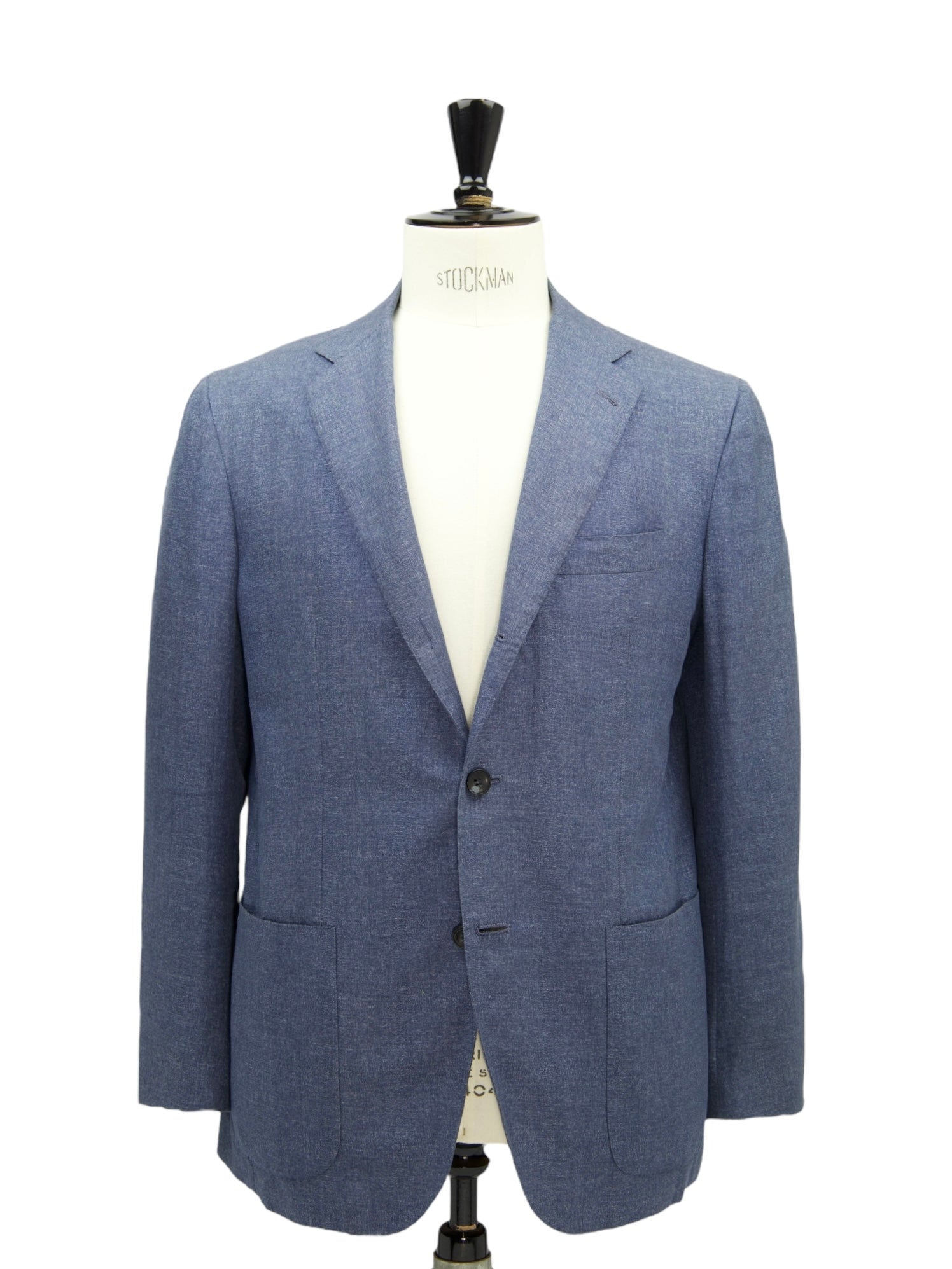 Kiton Steel Blue Cotton & Linen Melange Jacket